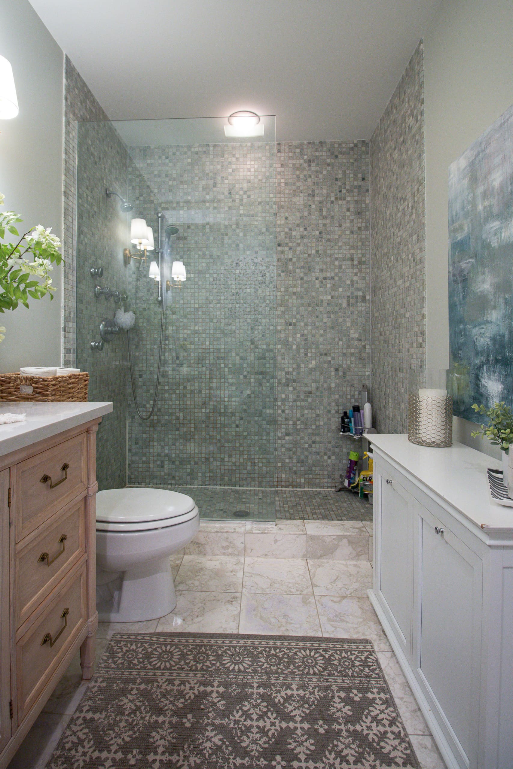 Green tile in a shower