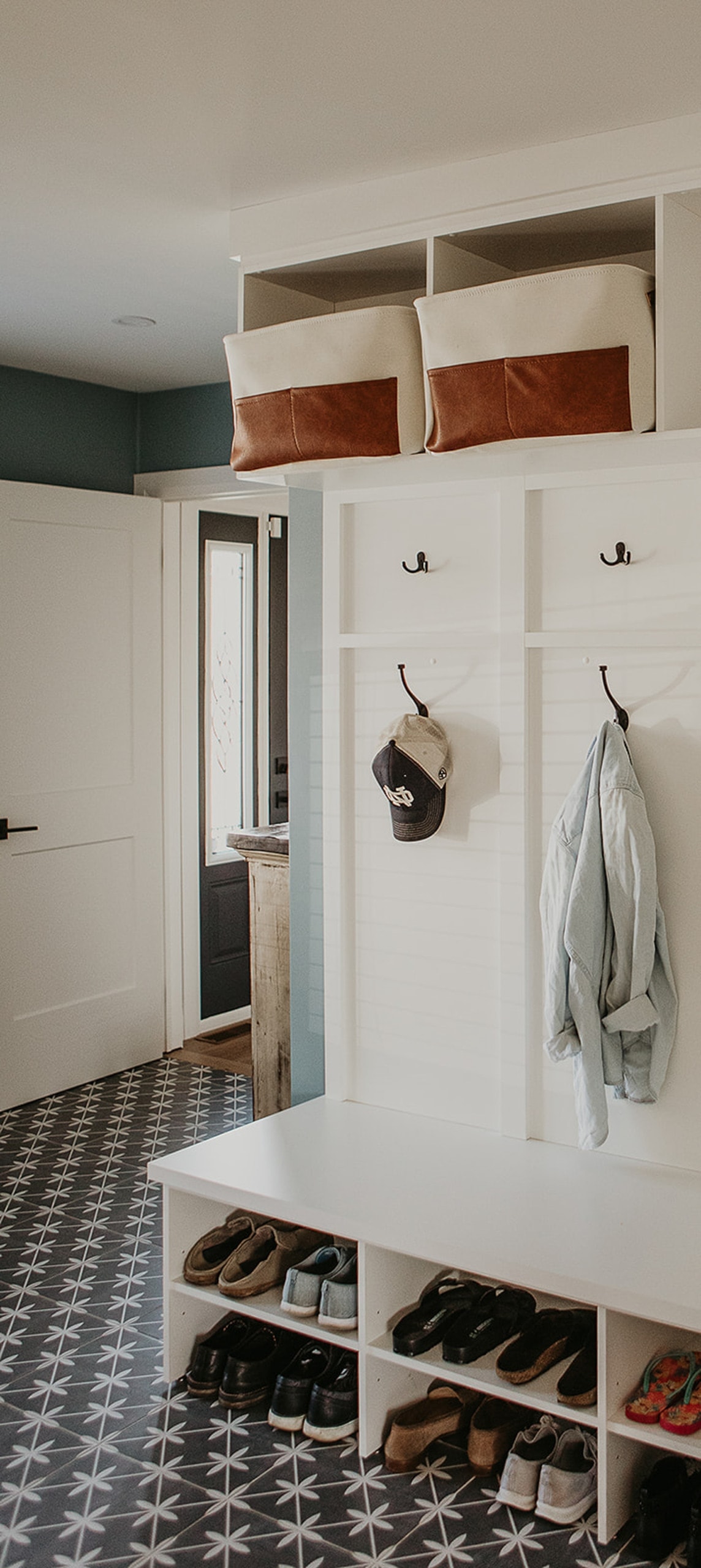 Storage in a mudroom