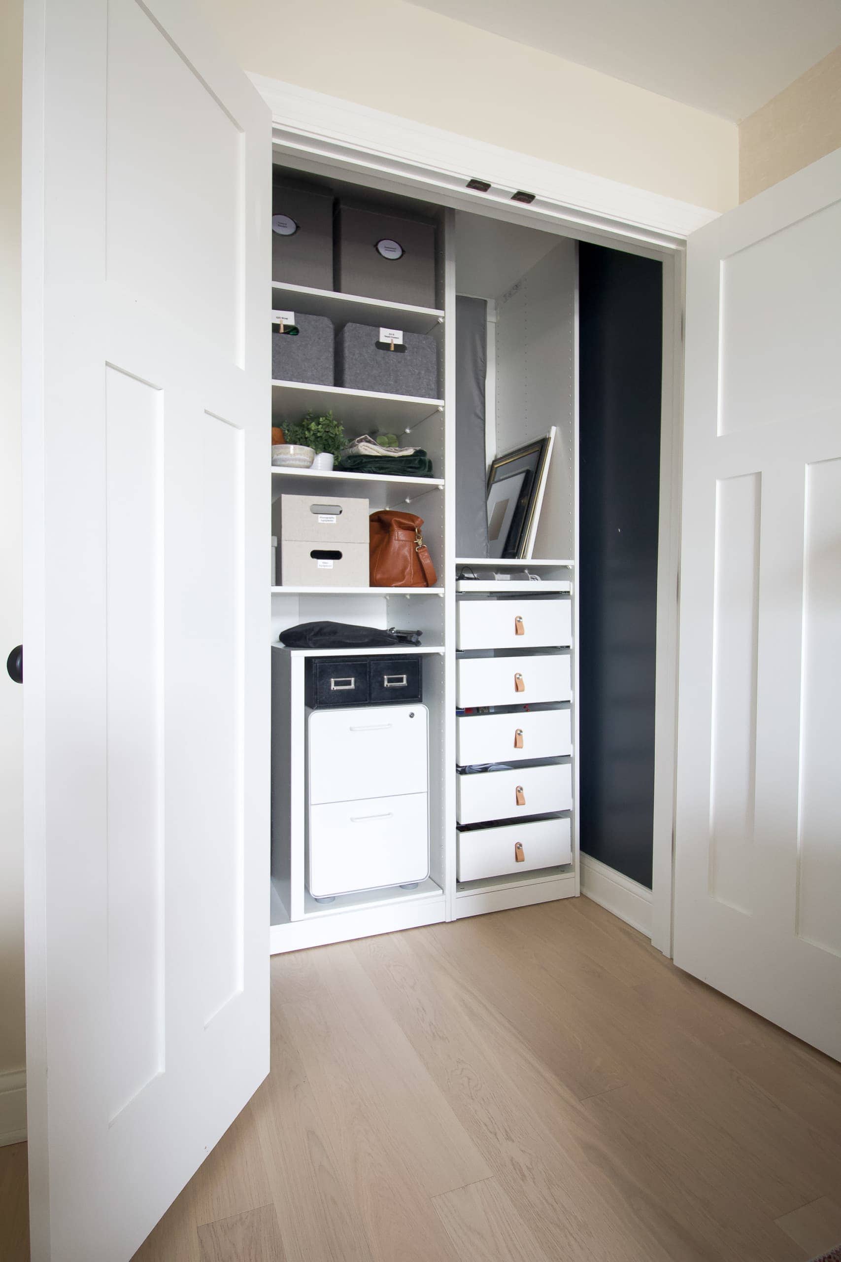 Our new organized home office closet