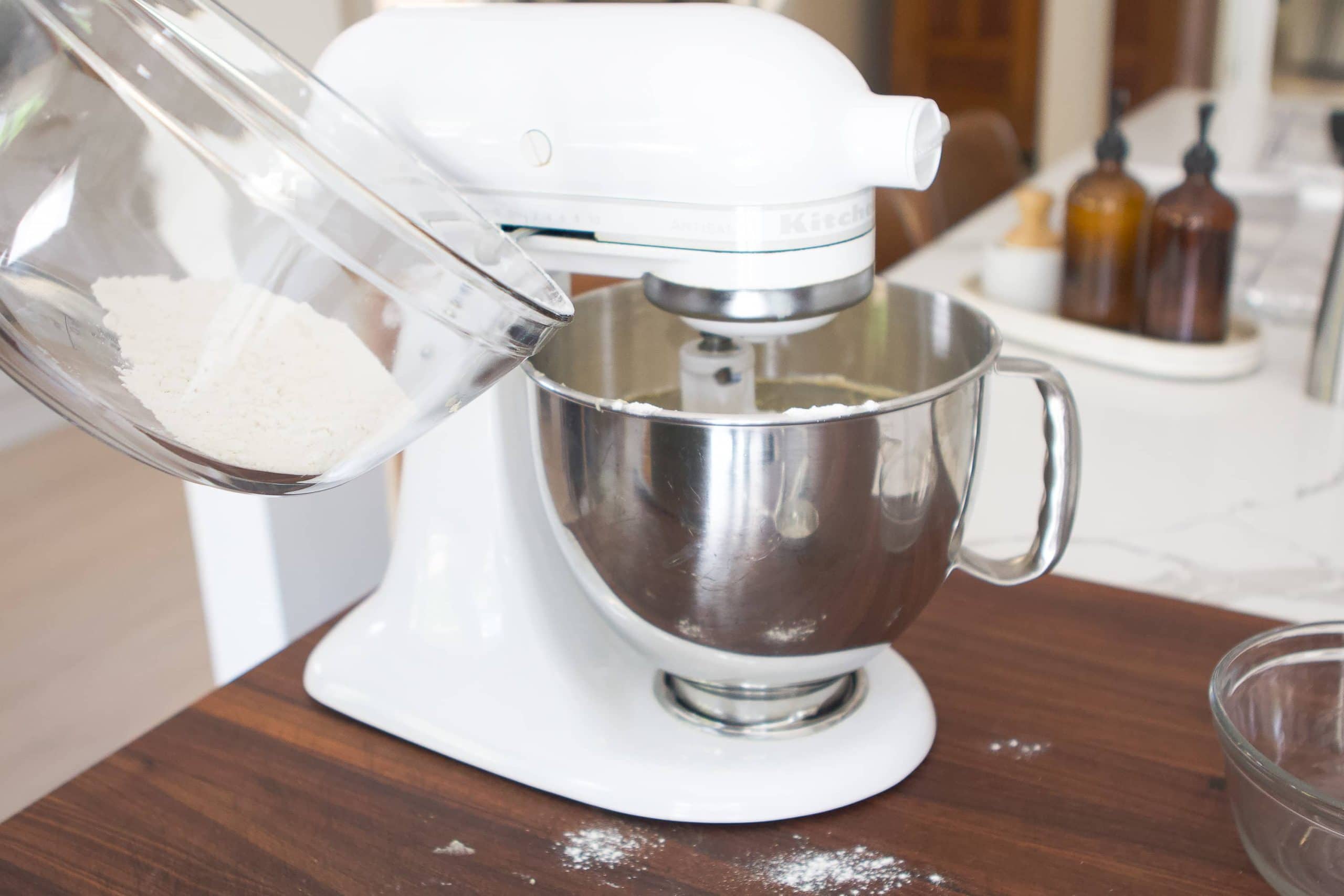 Slowly add your dry ingredients when making cowboy cookies