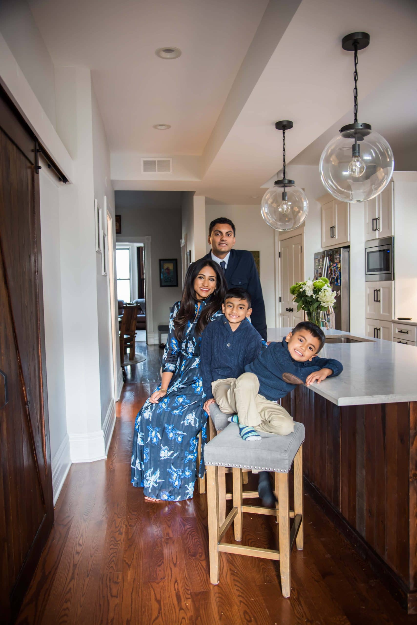 Cindu's family in their new kitchen