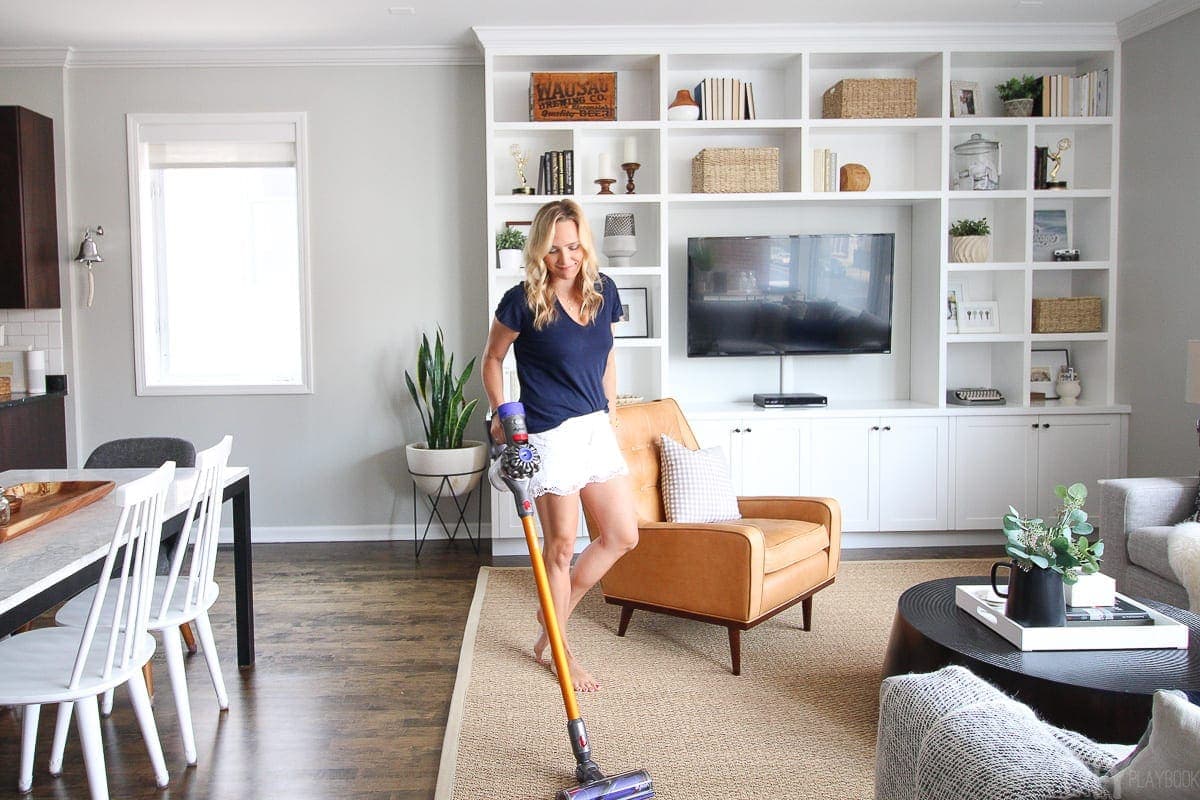 Vacuuming our seagrass rug