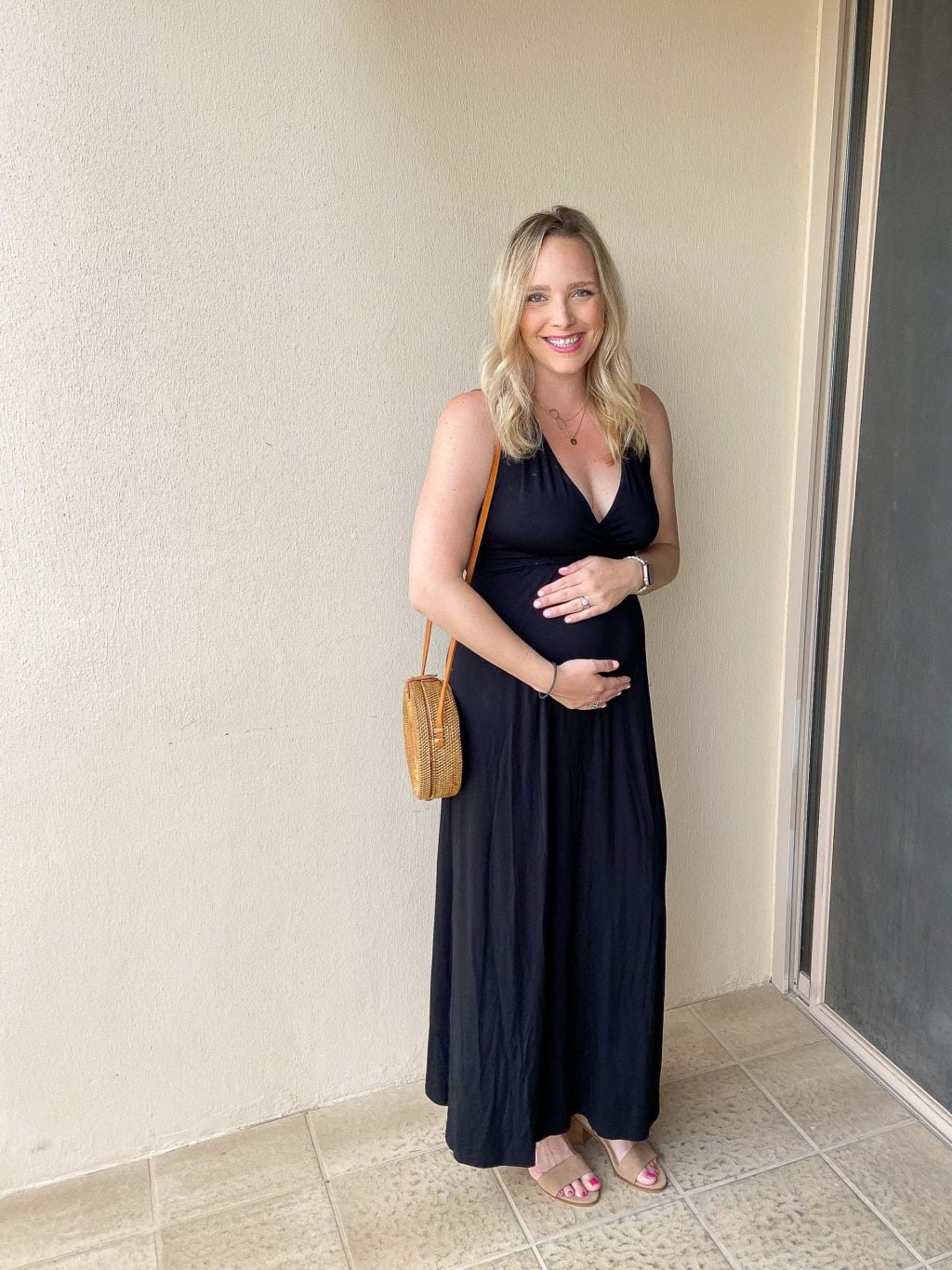 Wearing a black dress for scottsdale babymoon