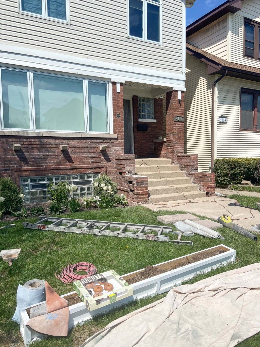 Fixing the brick and mortar on the front of our home