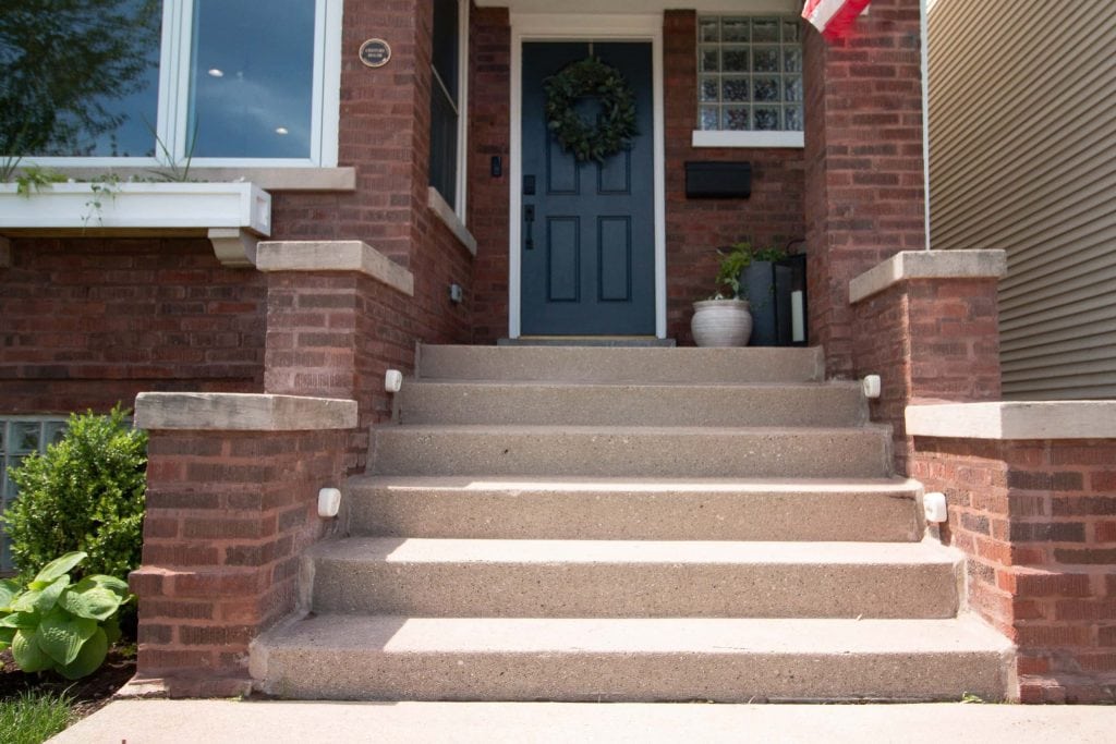 Our front porch after fixing the crumbling brick and mortar