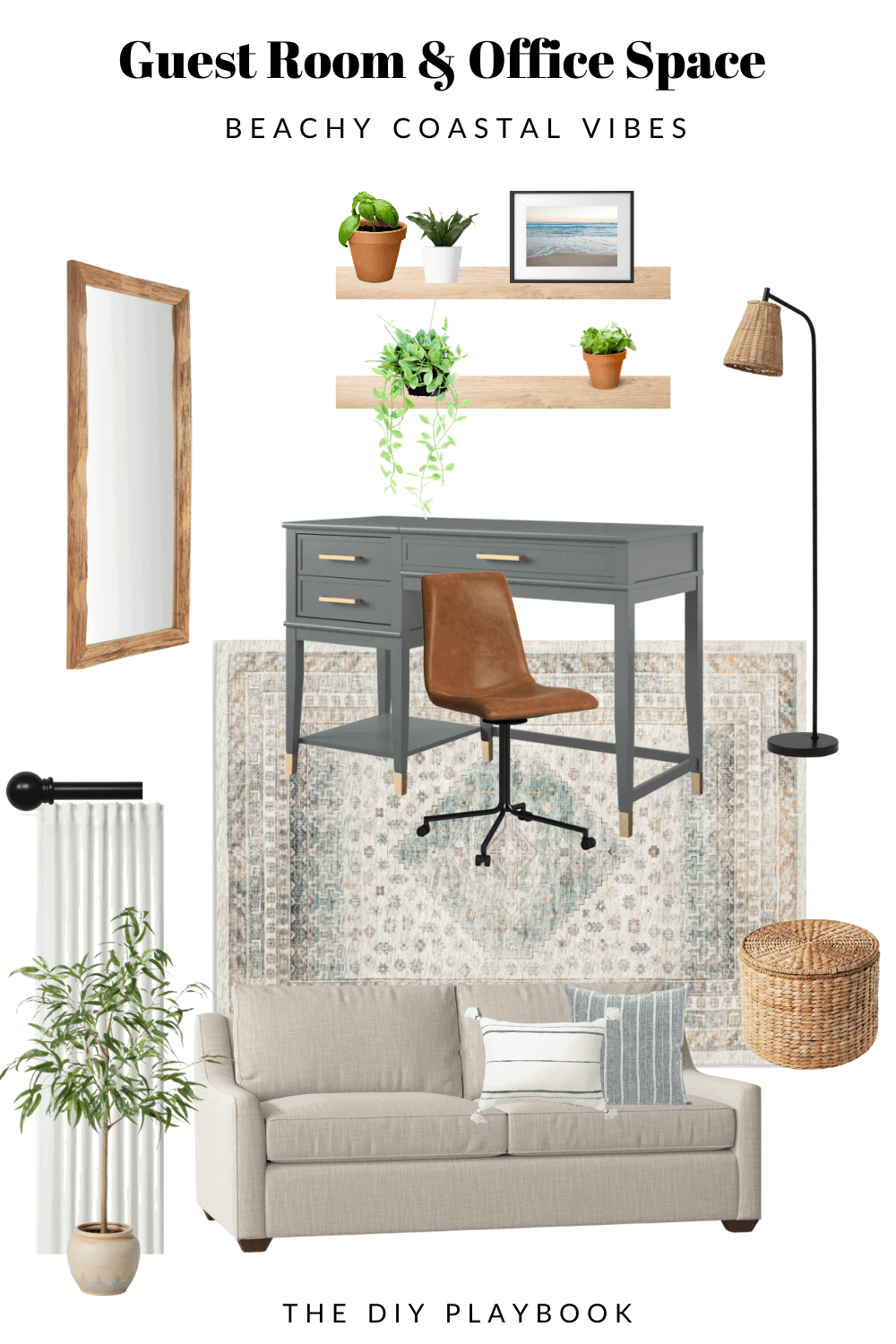 bedroom and office combo mood board