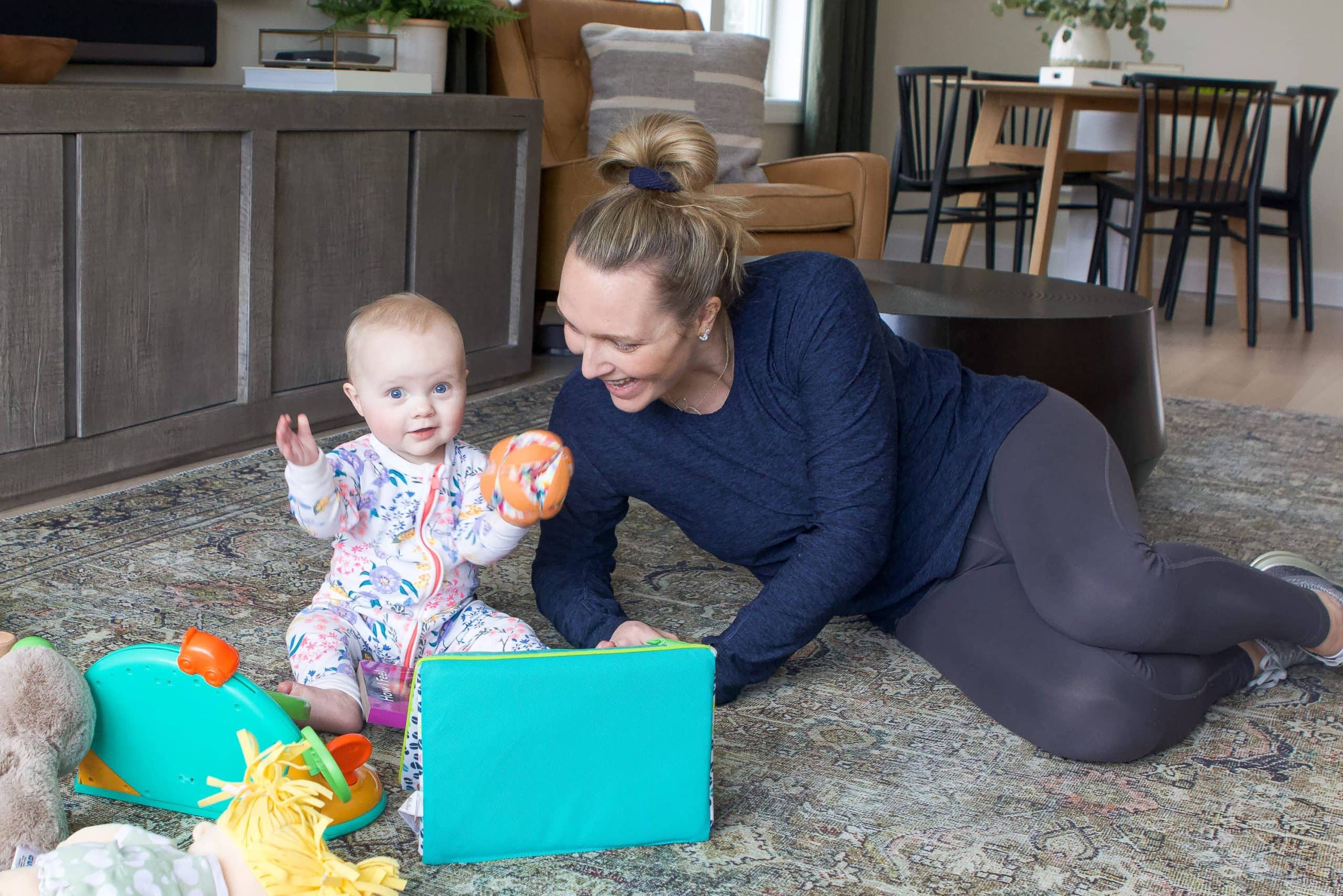 Playing with Rory in the family room