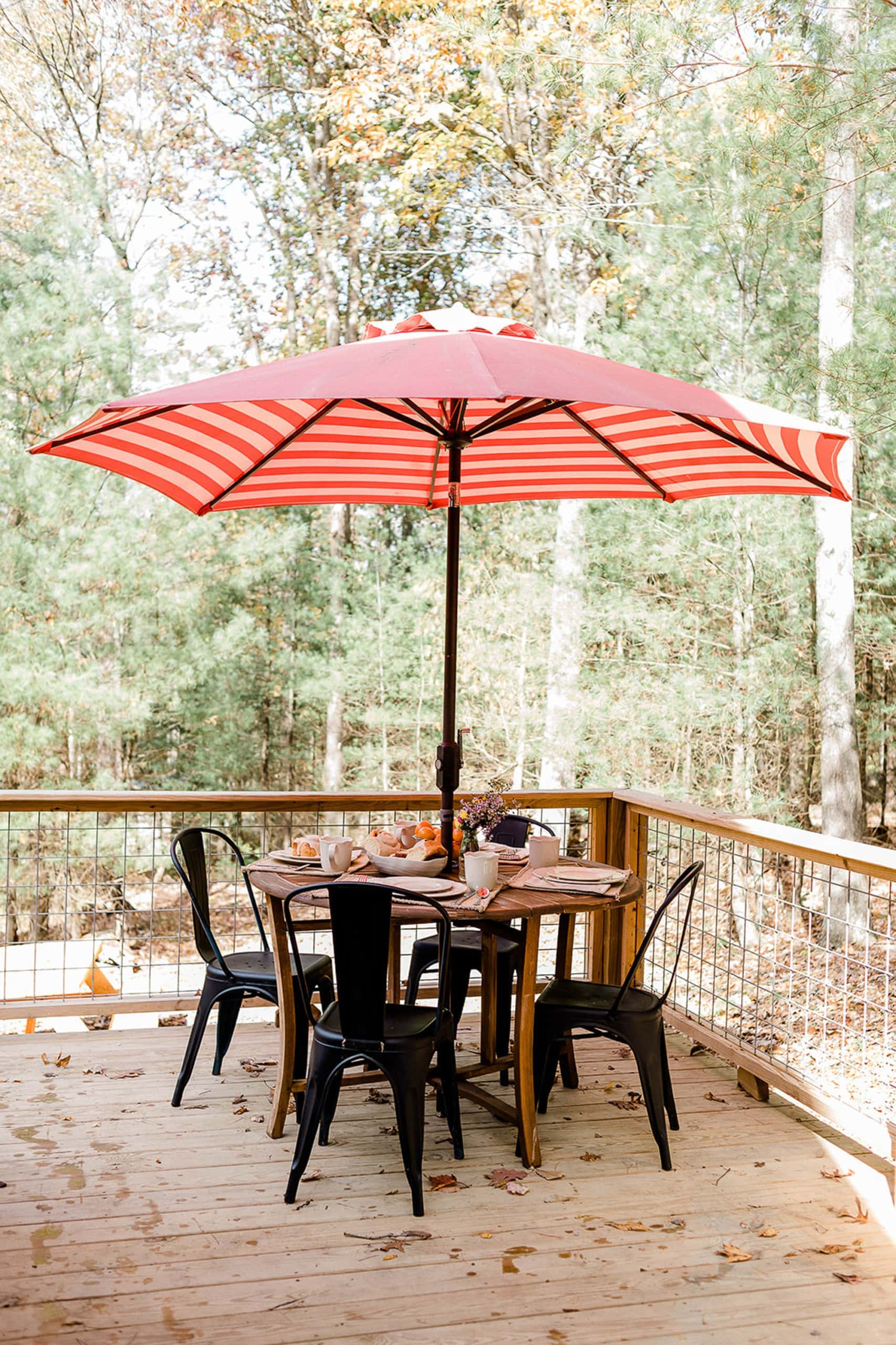 Outdoor patio for a DIY cabin