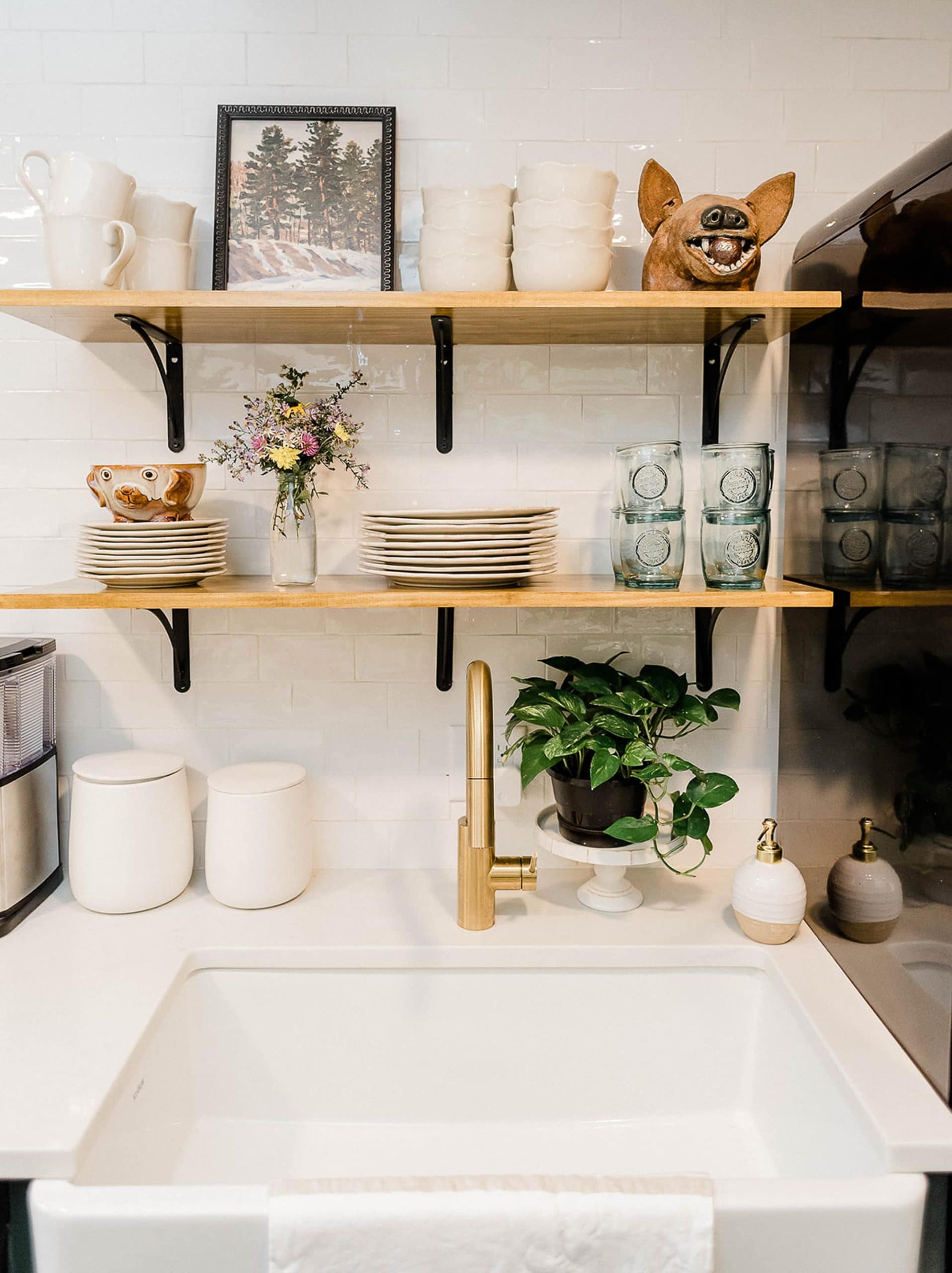 Open shelving in the kitchen