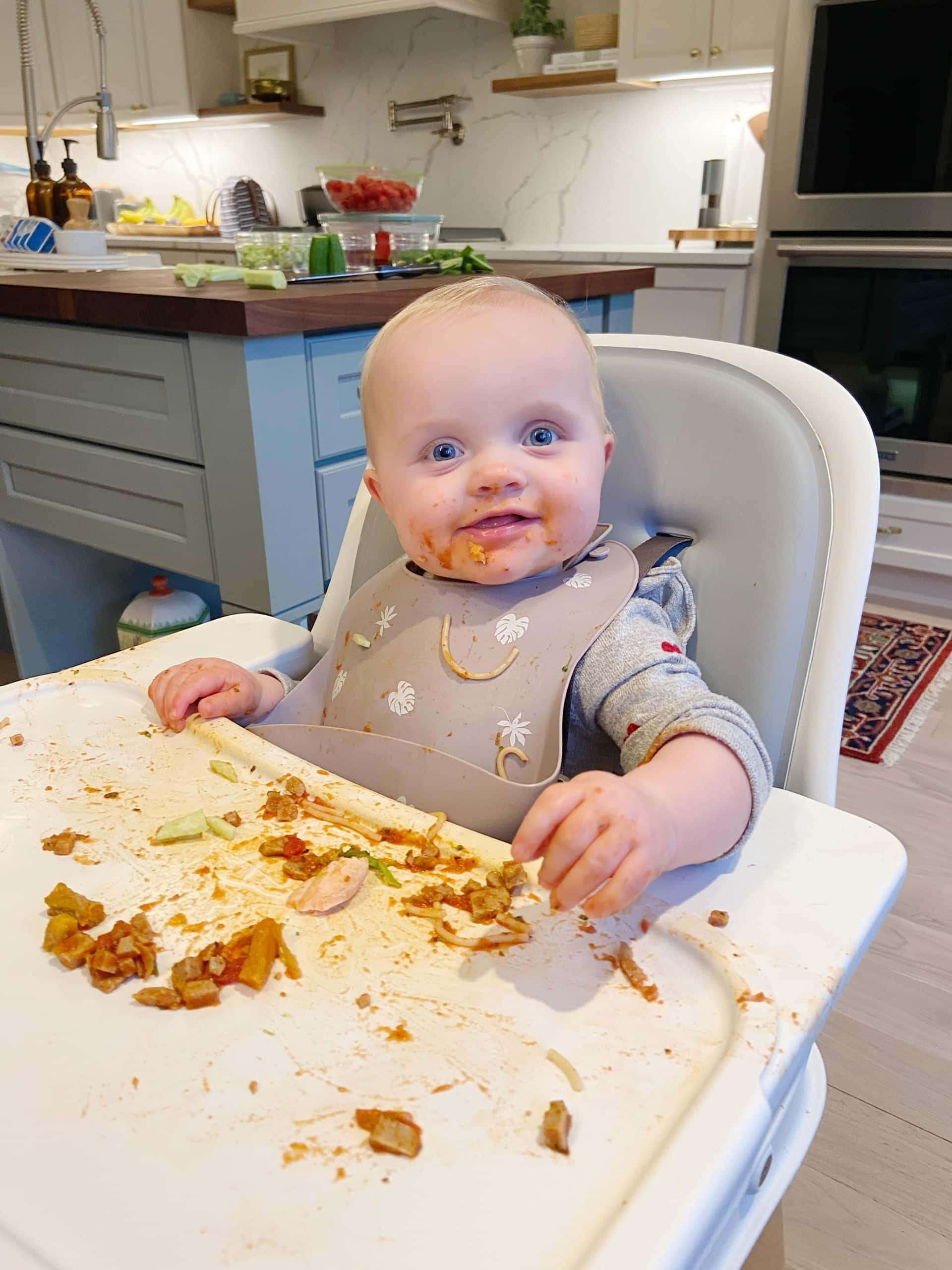 Rory eating spaghetti for dinner