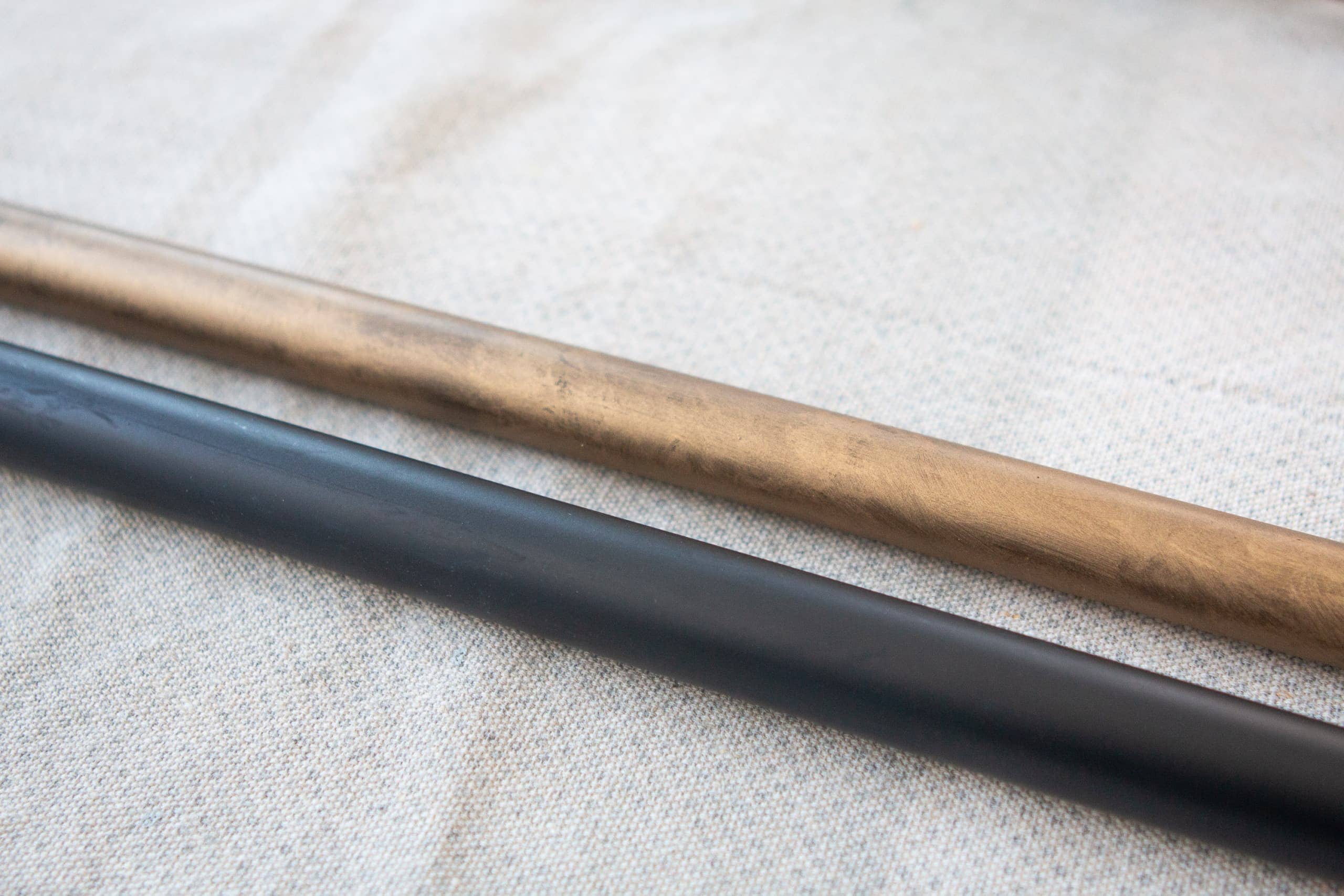 How to paint a black curtain rod gold