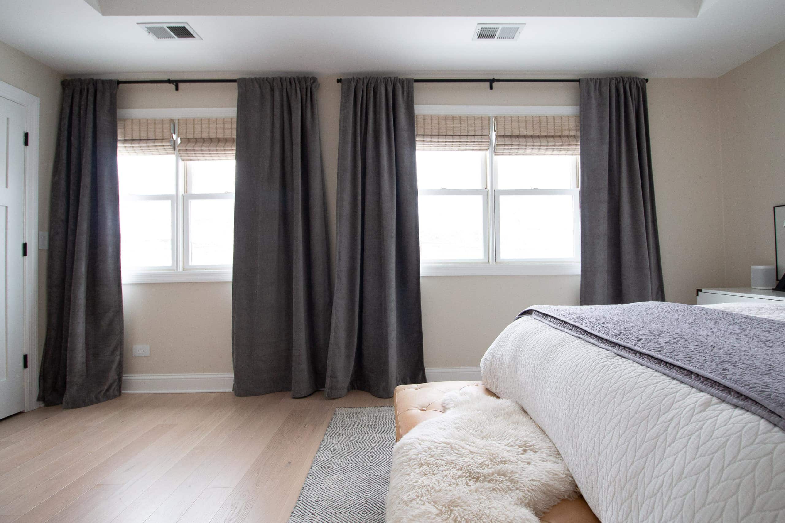 Wall of windows in the bedroom