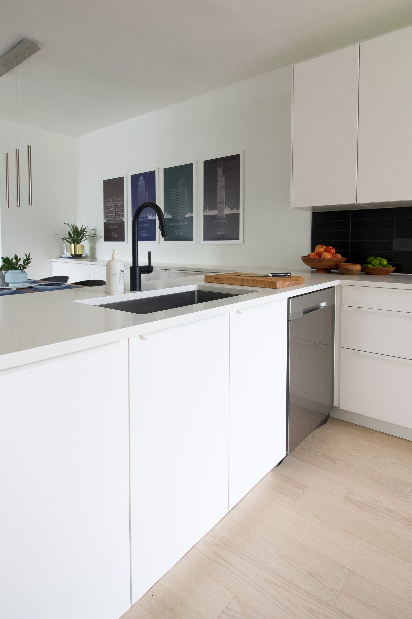 White sleek cabinets