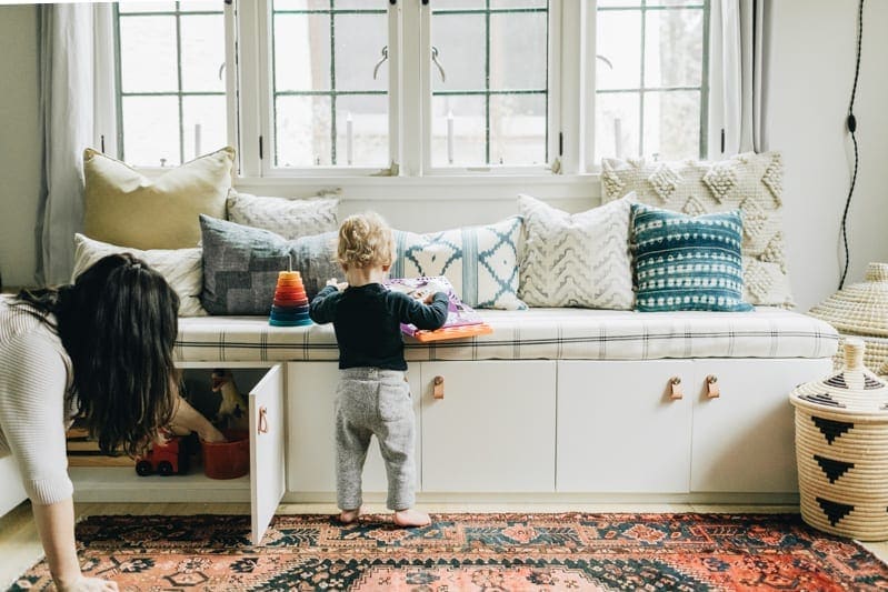 Adding a storage bench to create an organized entryway