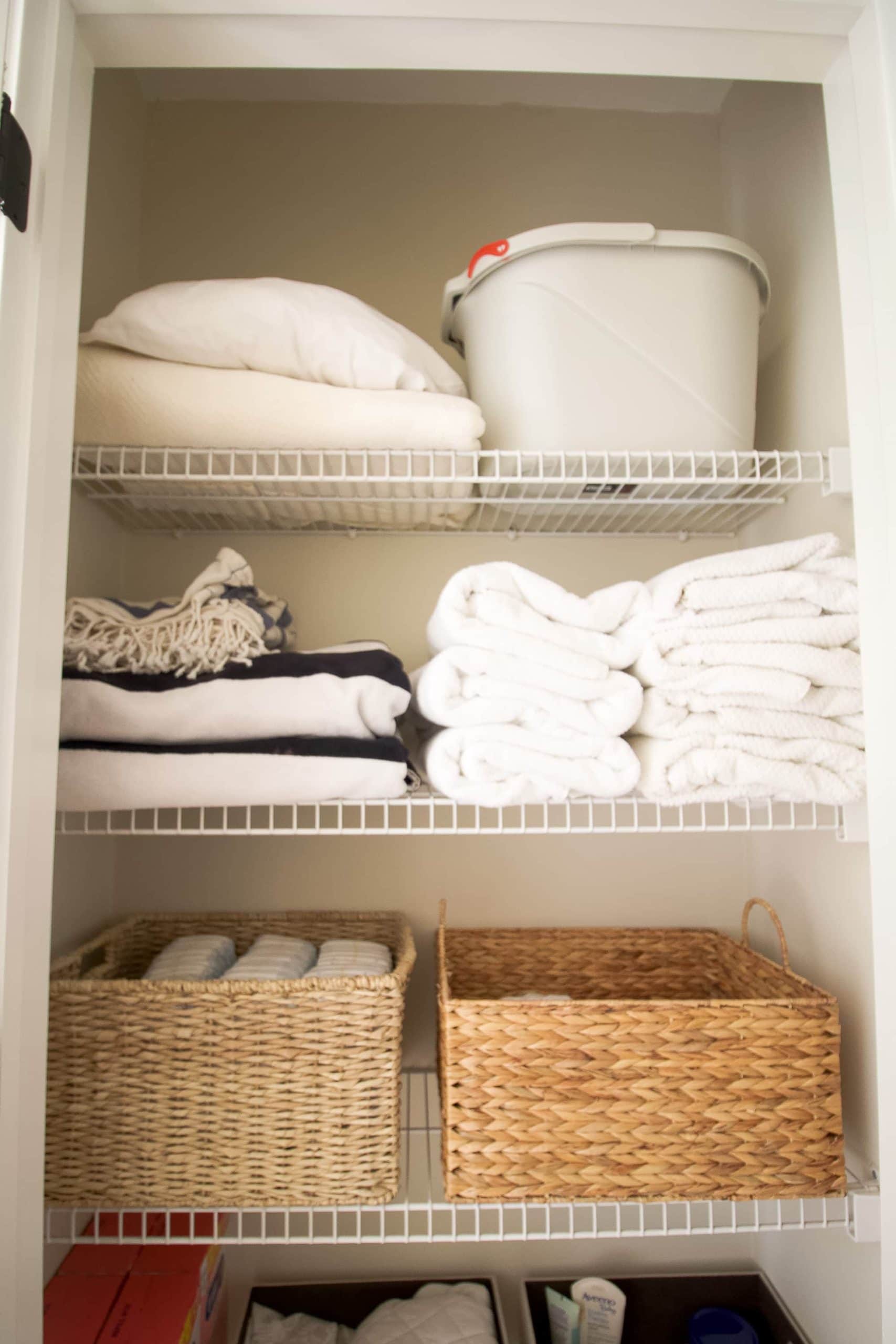 Grouping similar items to organize a linen closet