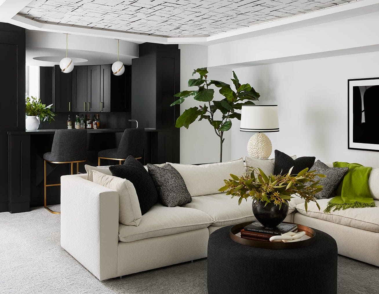 Bar and basement lounge area via Gemma Parker Design