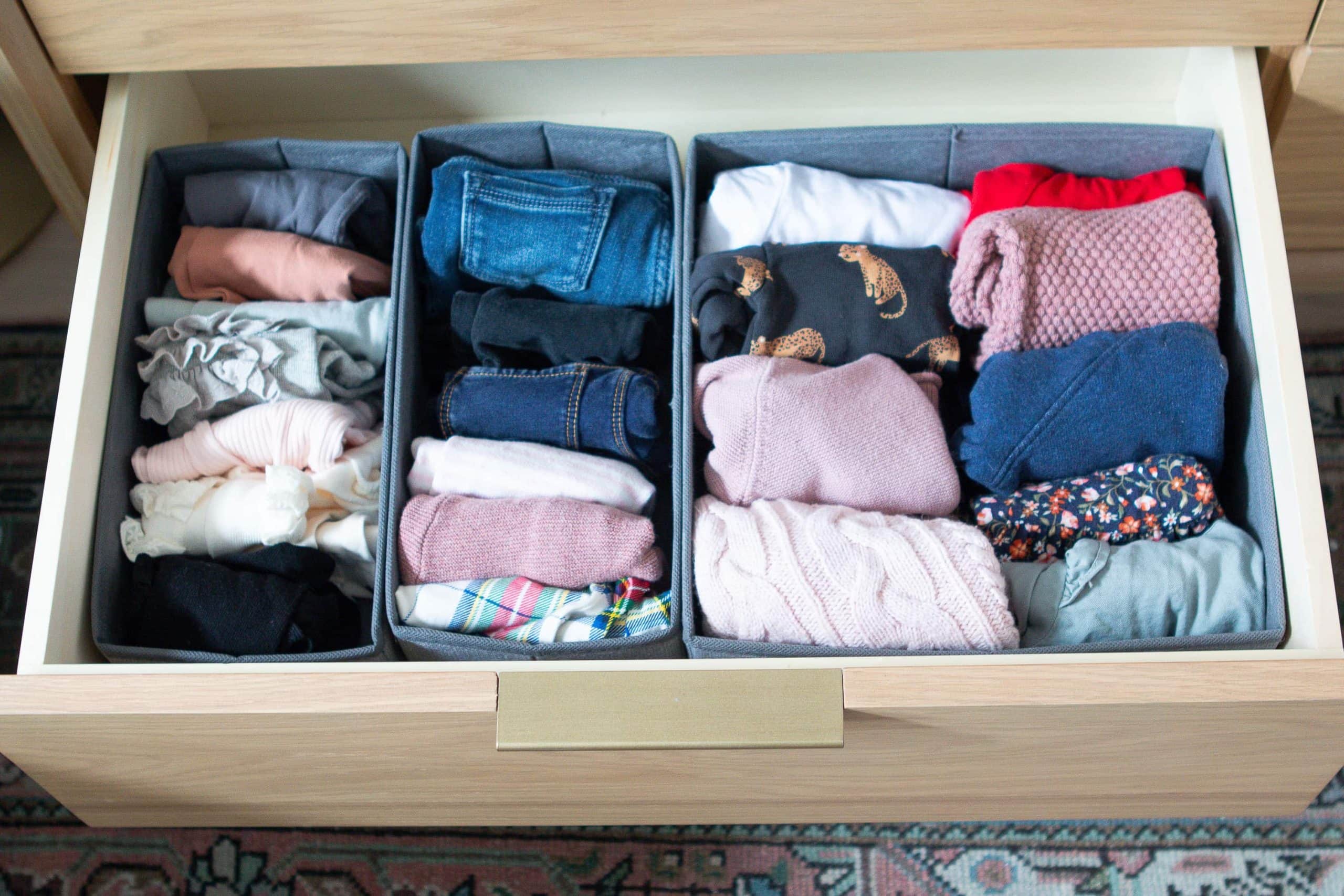 Rory's real clothes organized in here