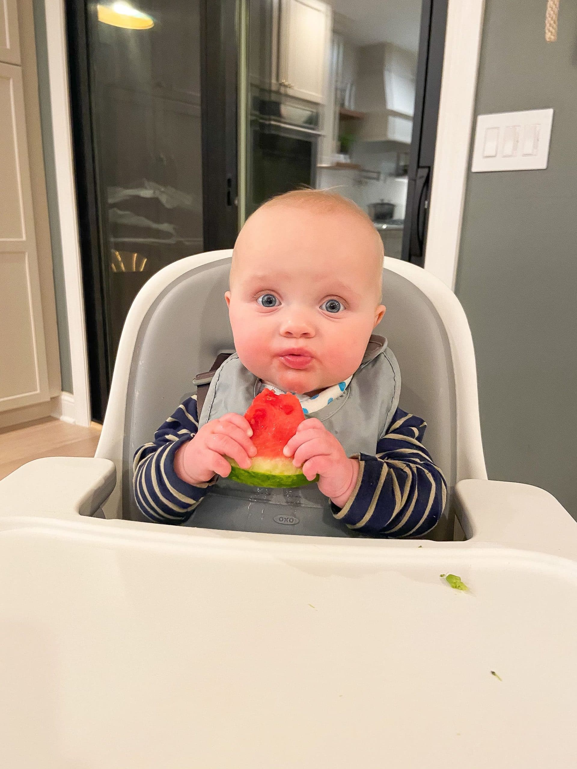 Rory eating watermelon from baby led weaning