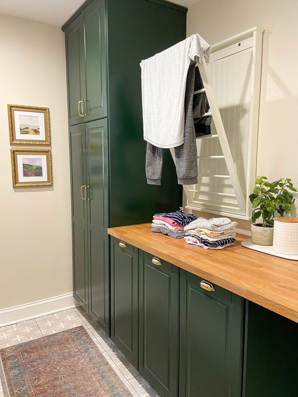 Fold laundry in the laundry room