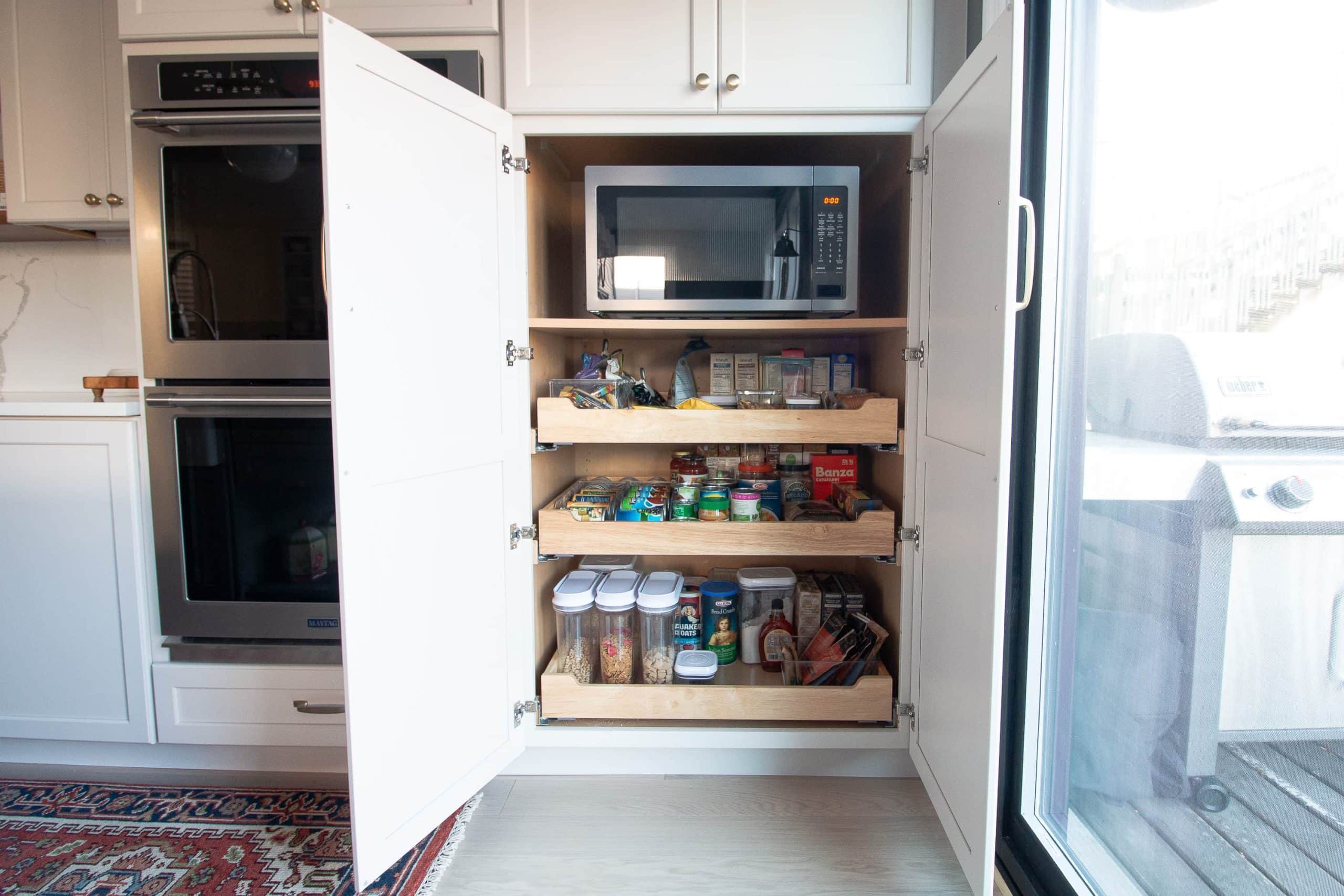 Hiding our microwave in the pantry