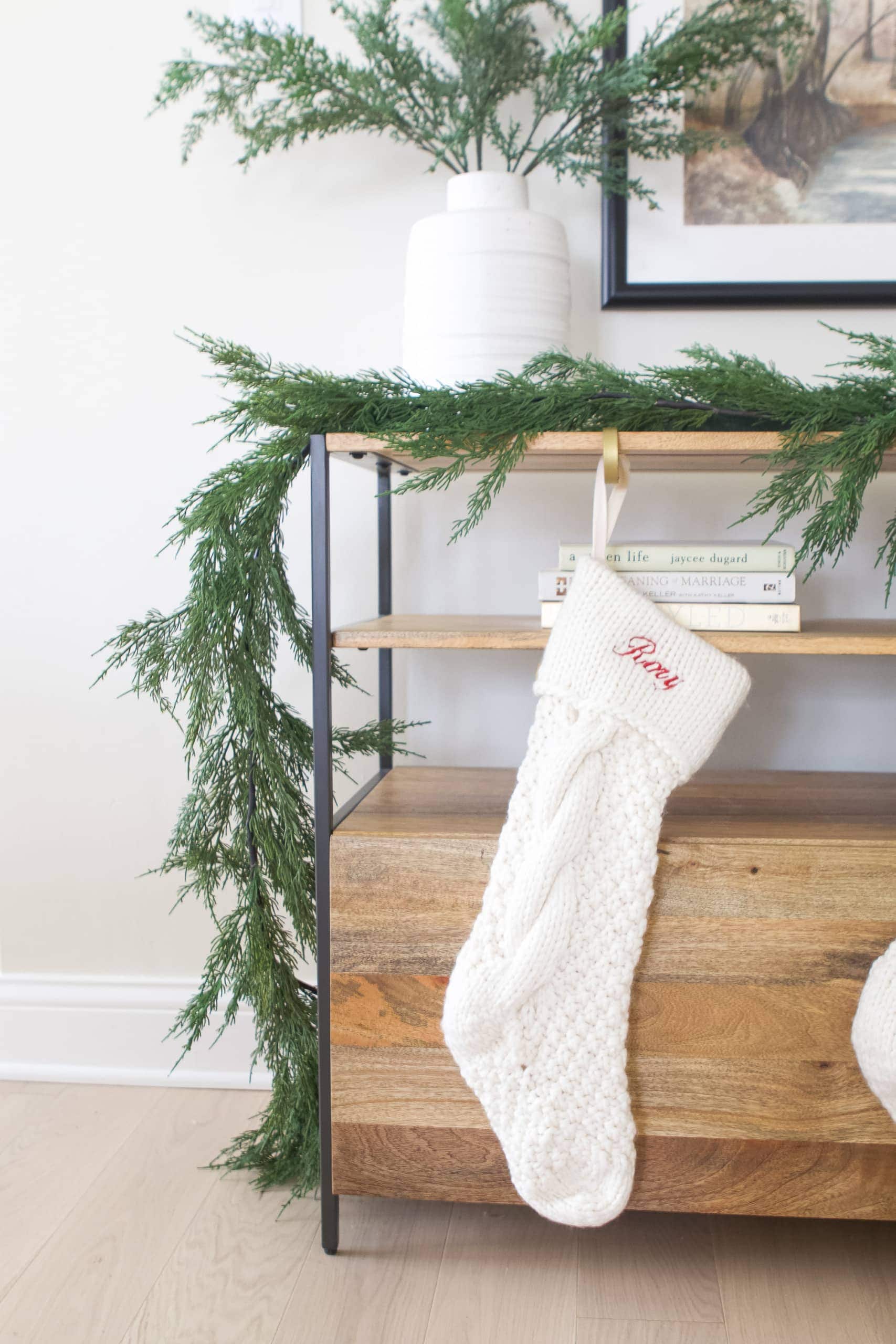 Rory's stocking hung on our entryway console