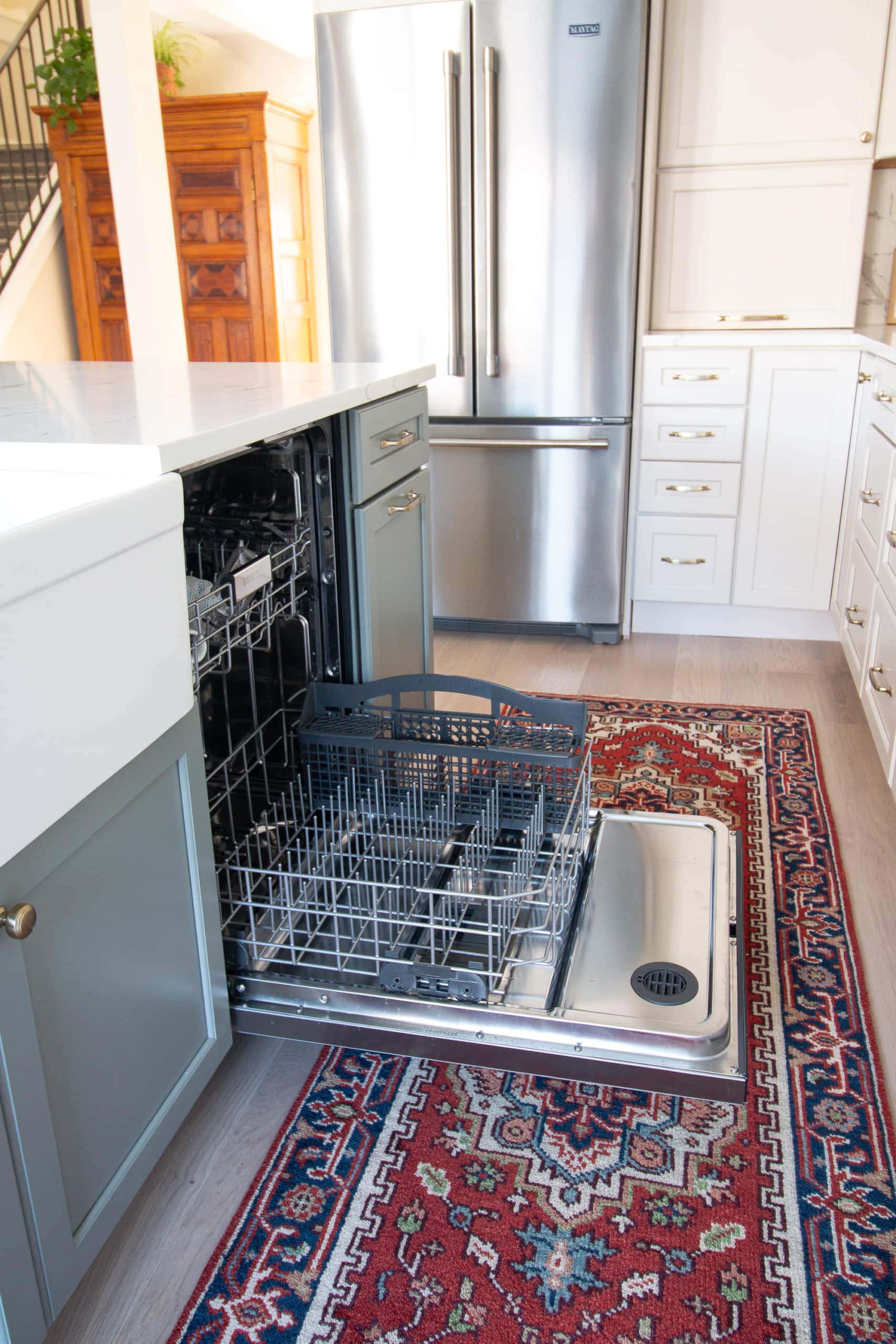 Our new kitchen appliances include a dishwasher from Maytag