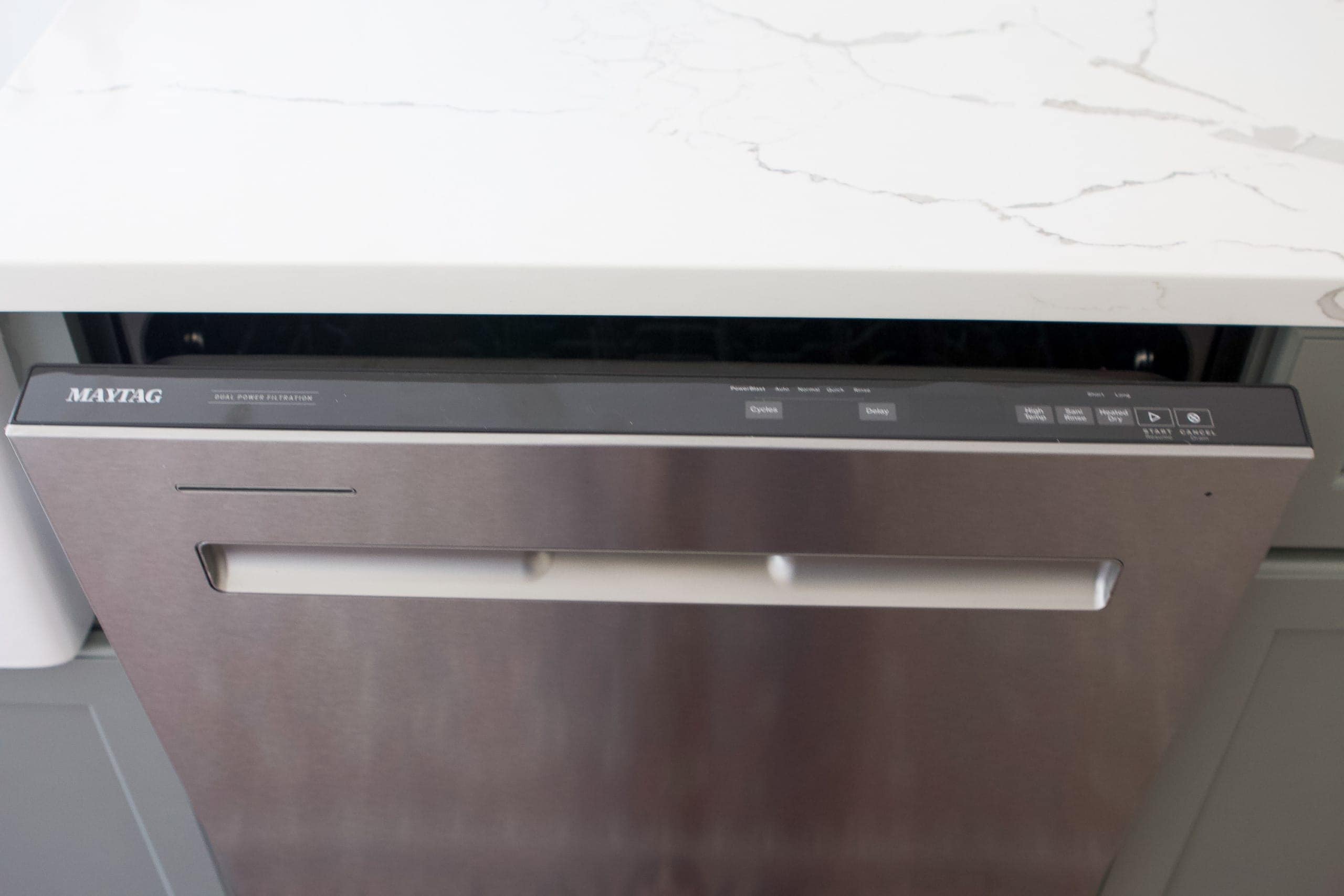 Top controls on the dishwasher