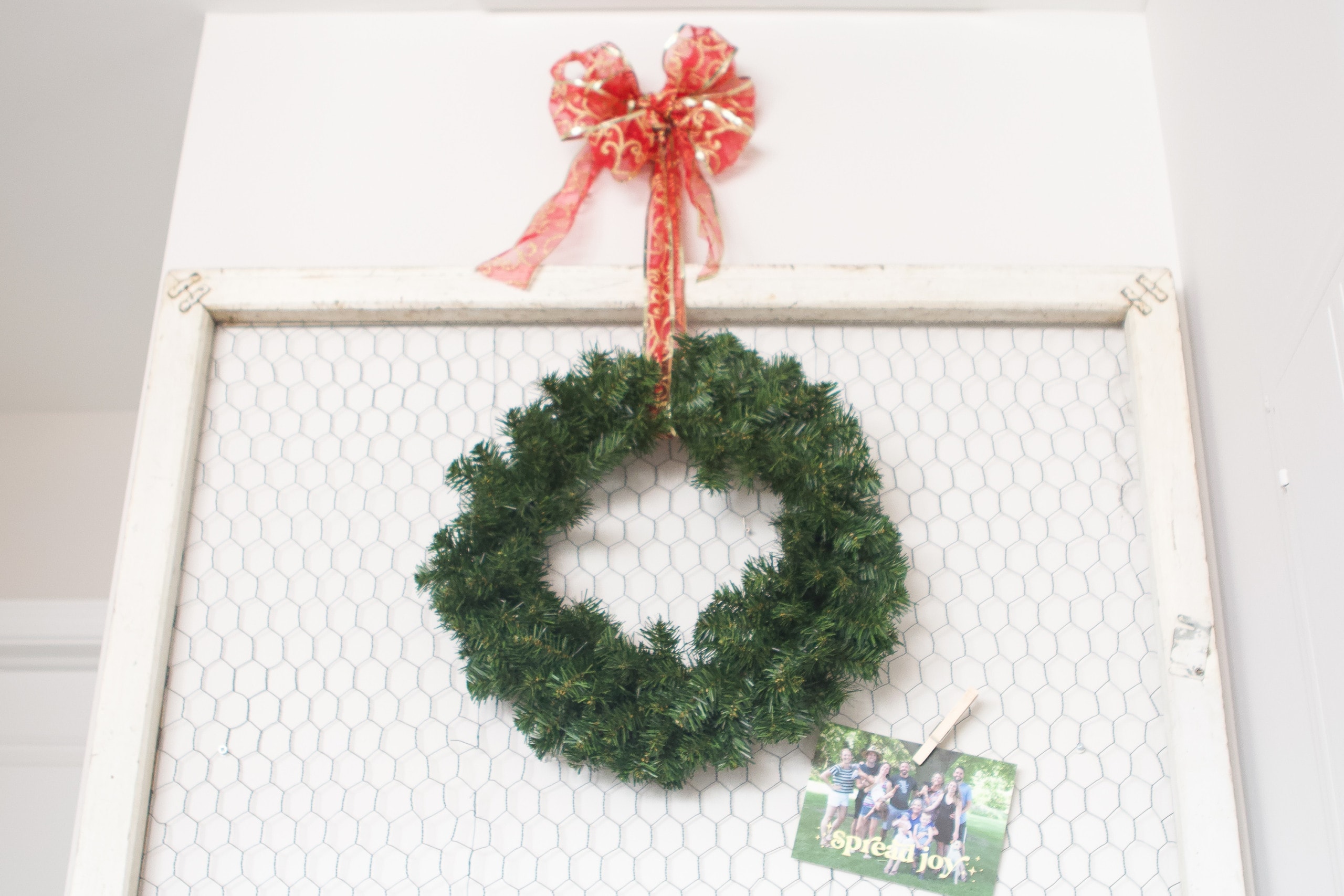 christmas wreath on the frame