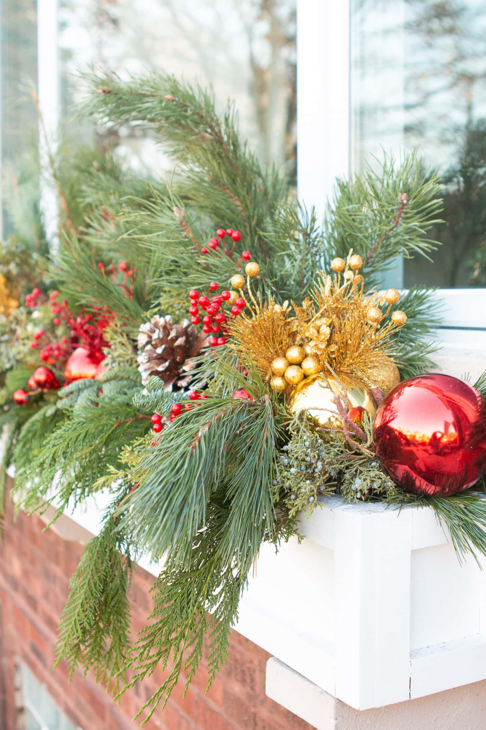 Add holiday touches to your front window box