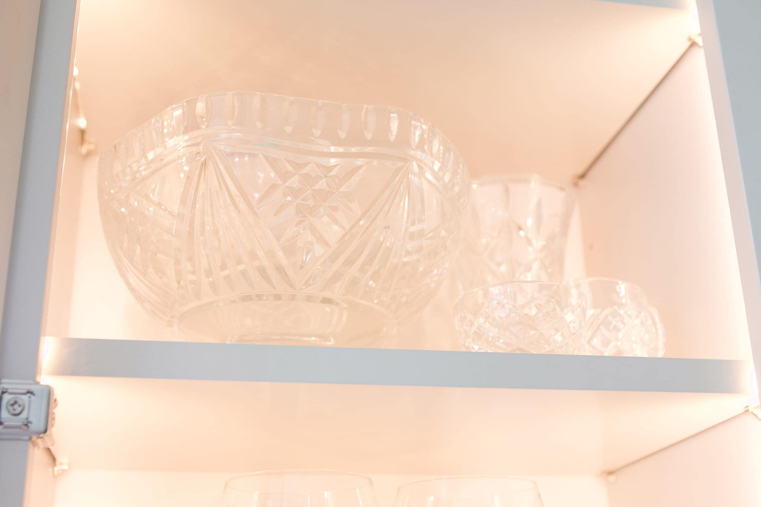 Waterford crystal in the glass cabinets