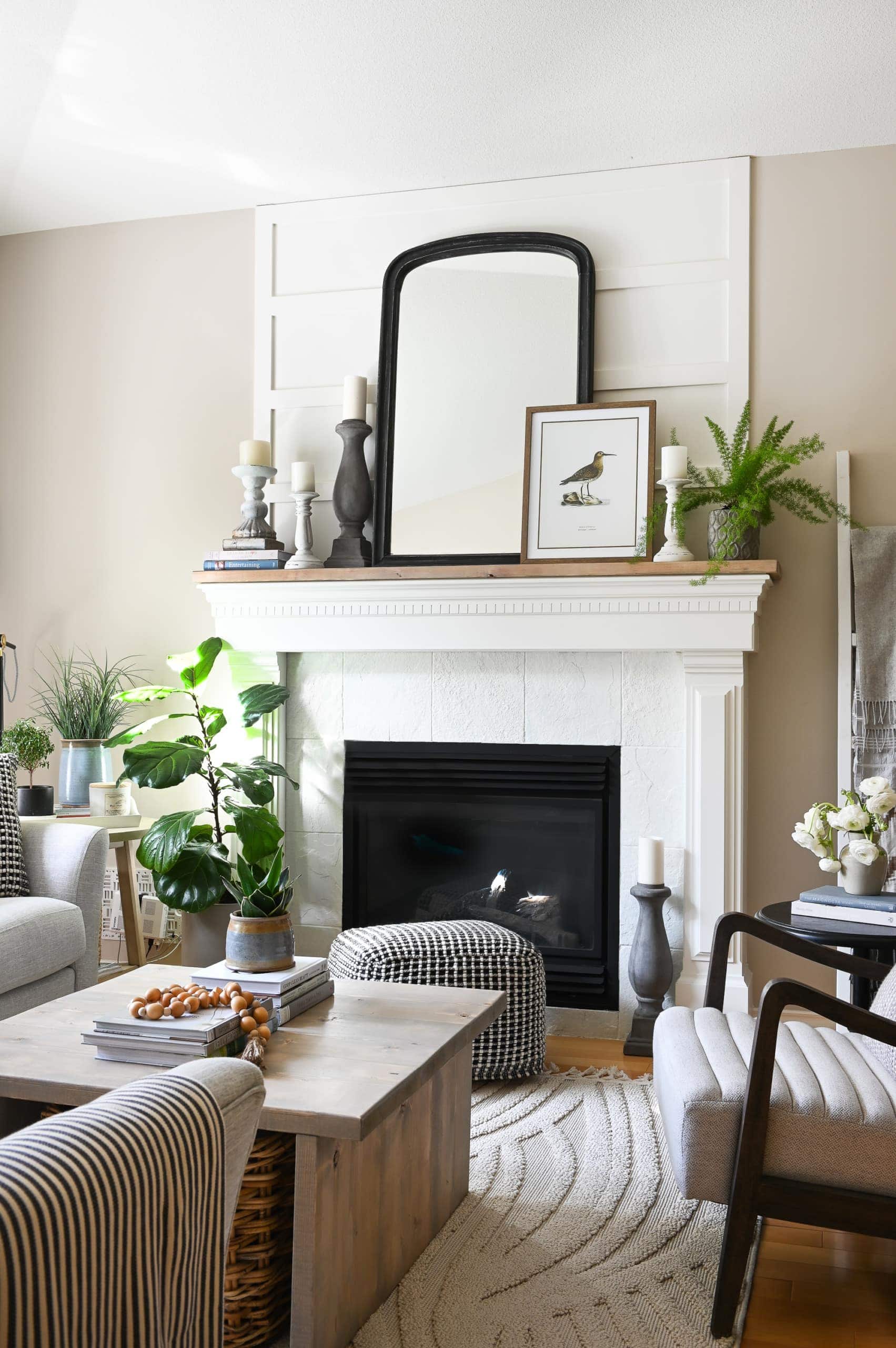 DIY farmhouse style fireplace 