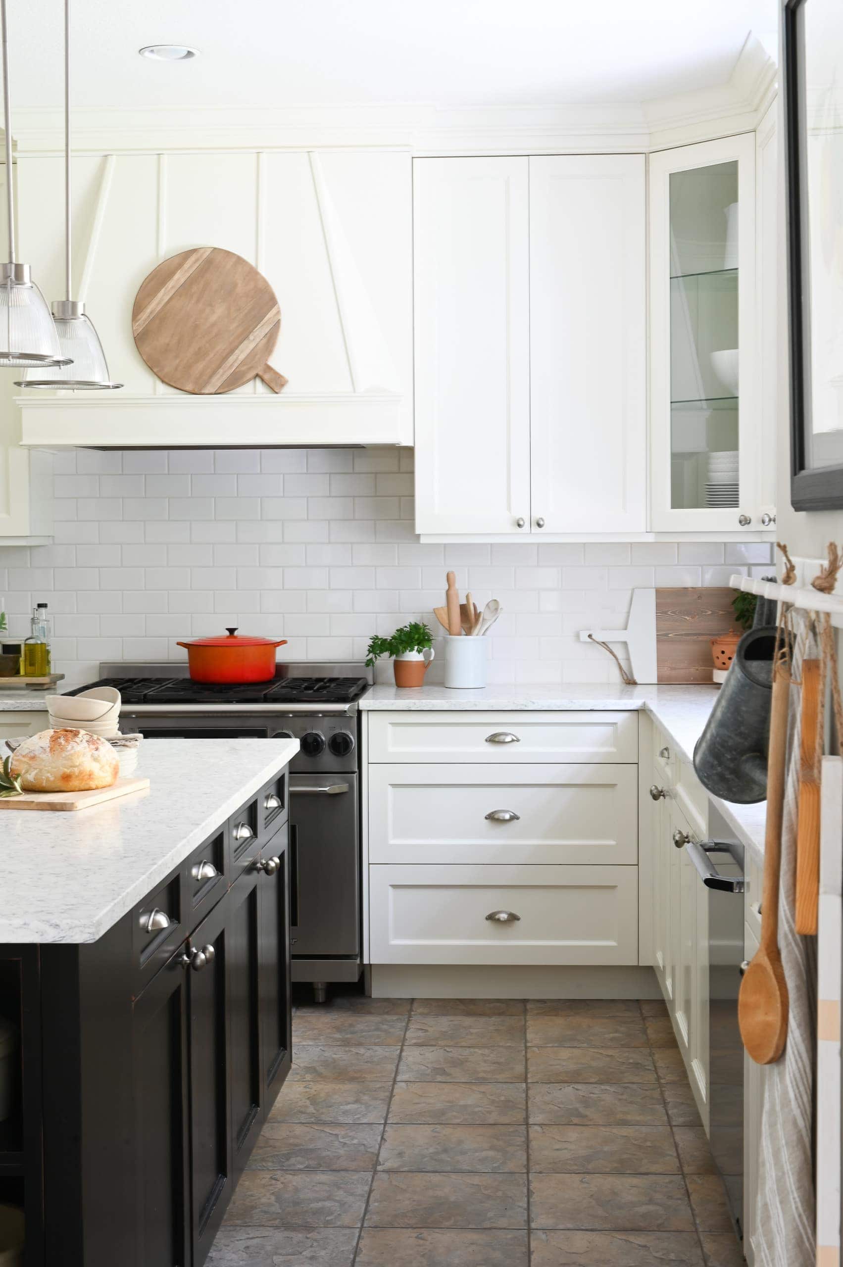 Black and white farmhouse style kitchen