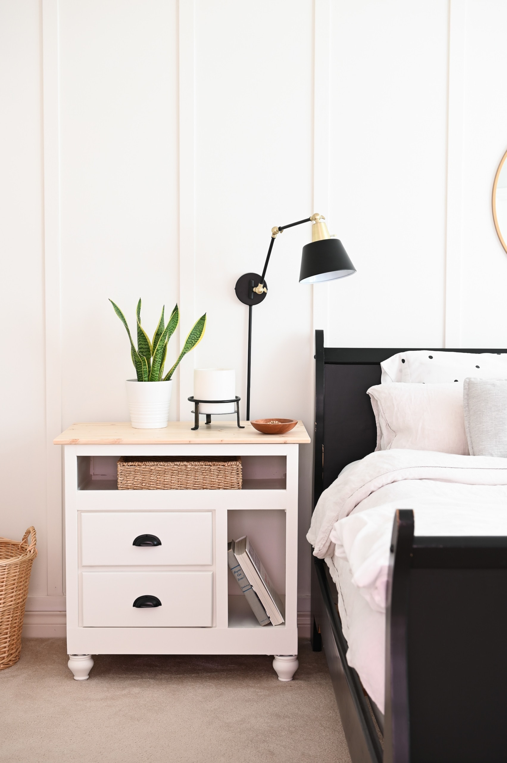 white DIY nightstand