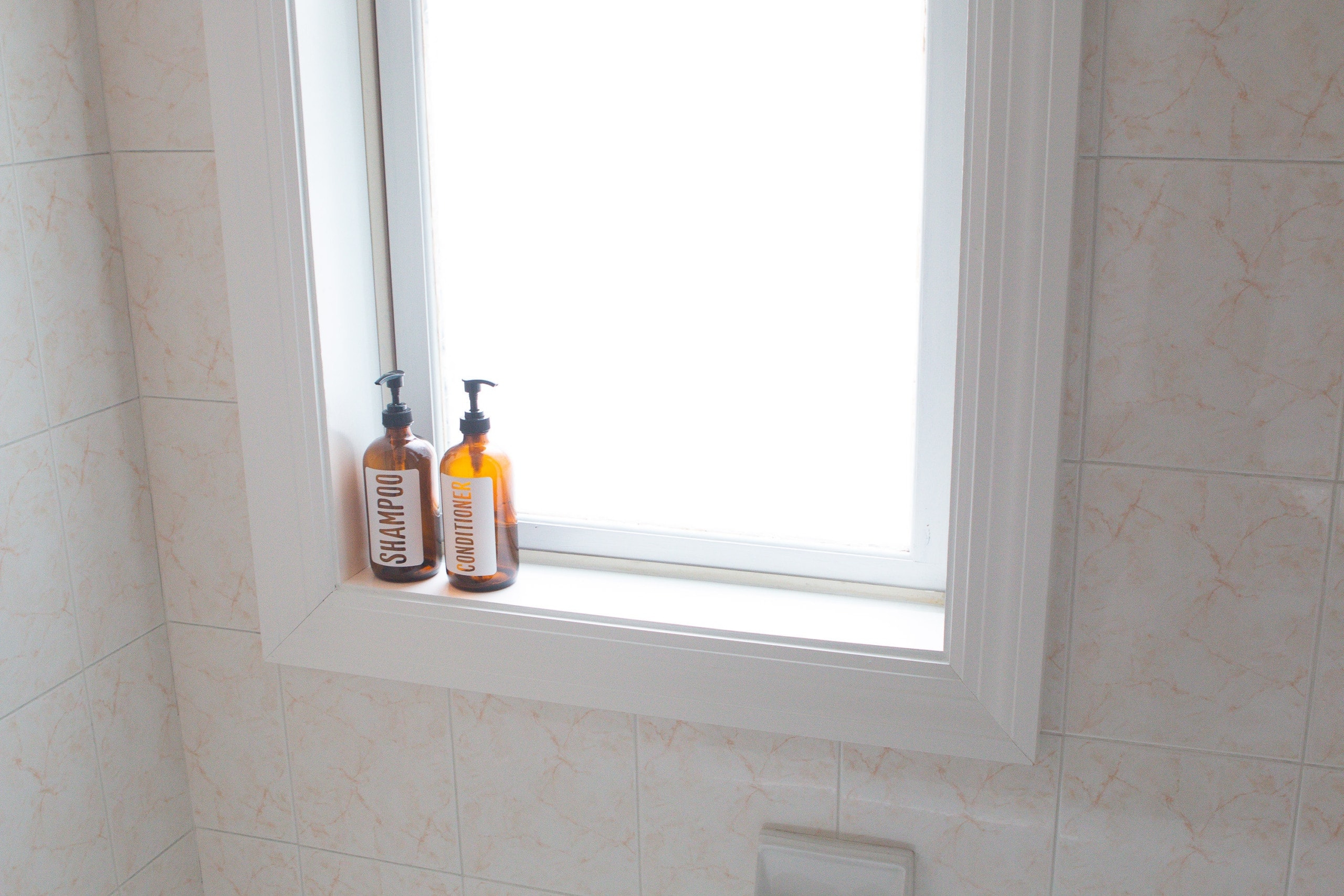 Wood trim in the shower