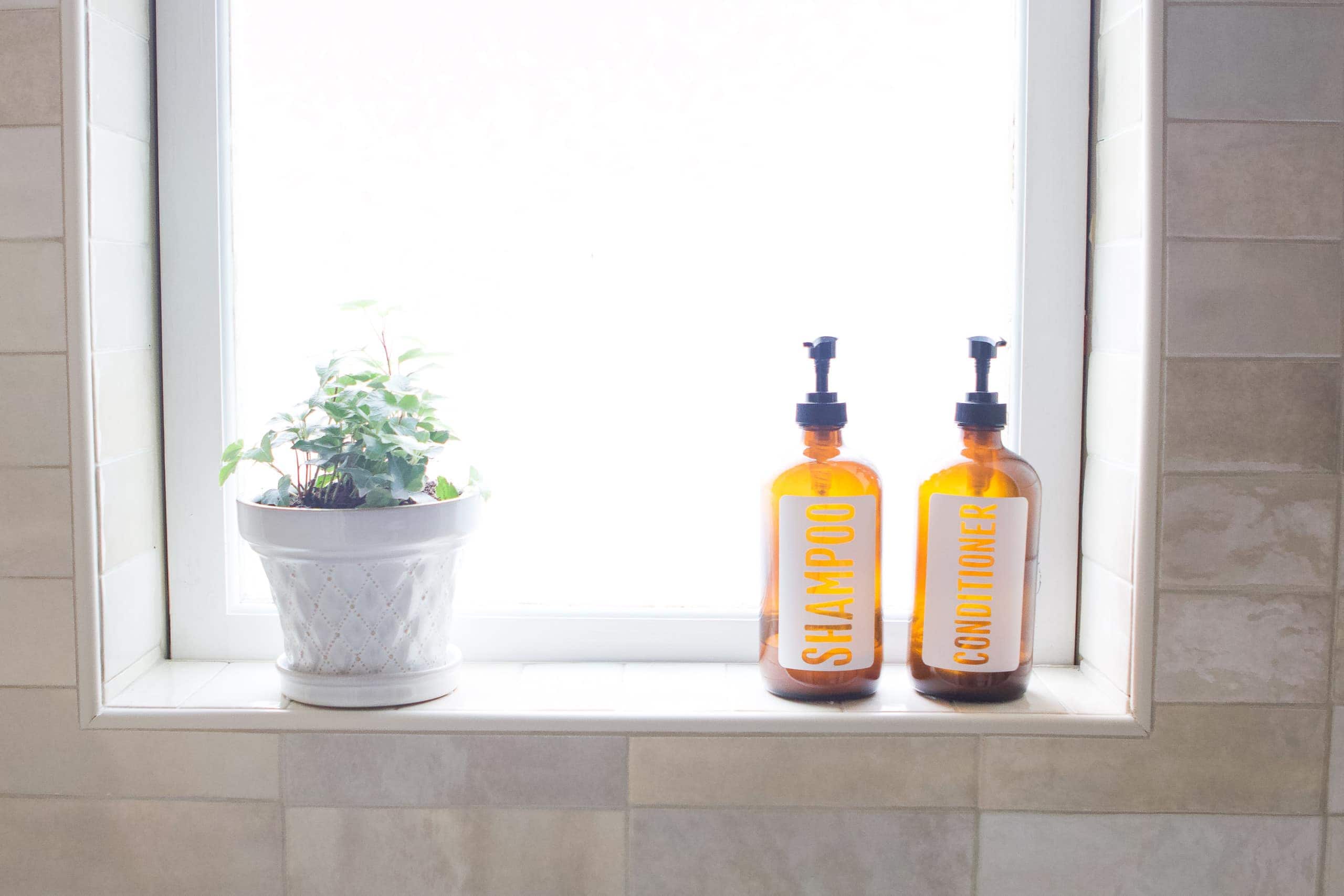 Window sill in a shower