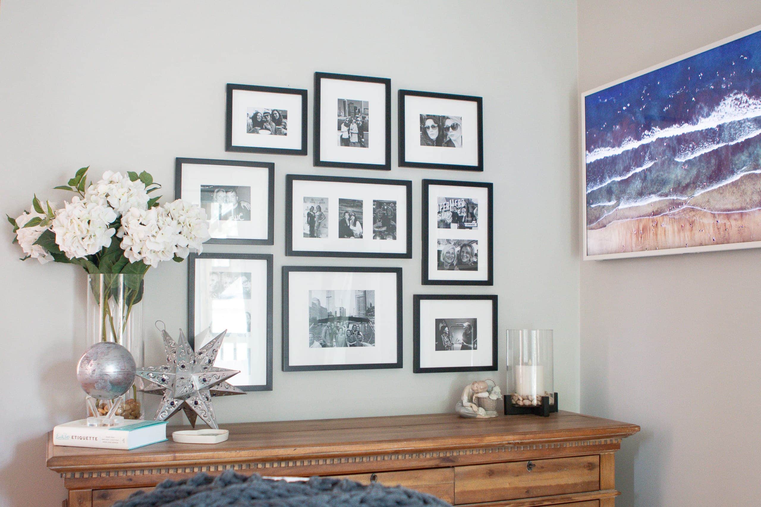 Adding black frames over a dresser