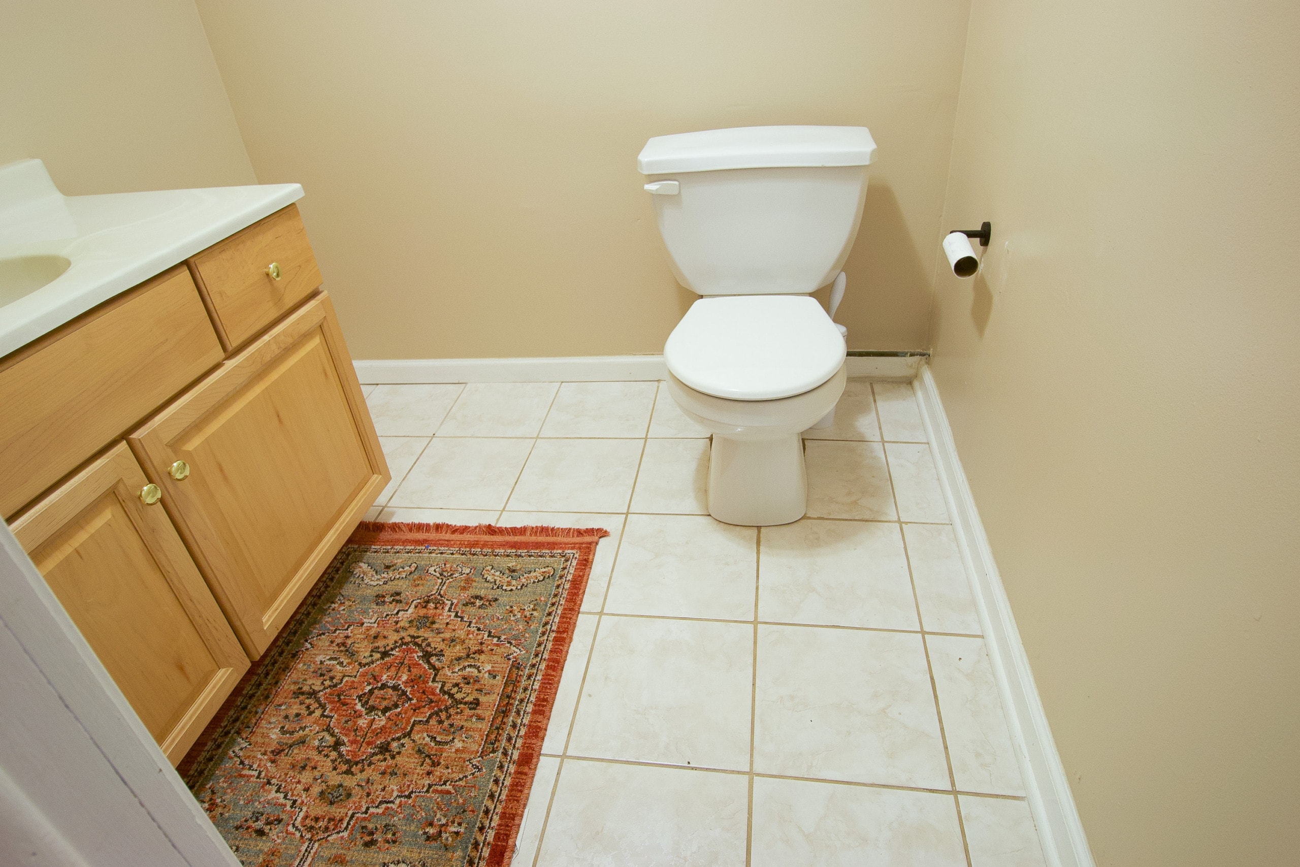 The basement bathroom before