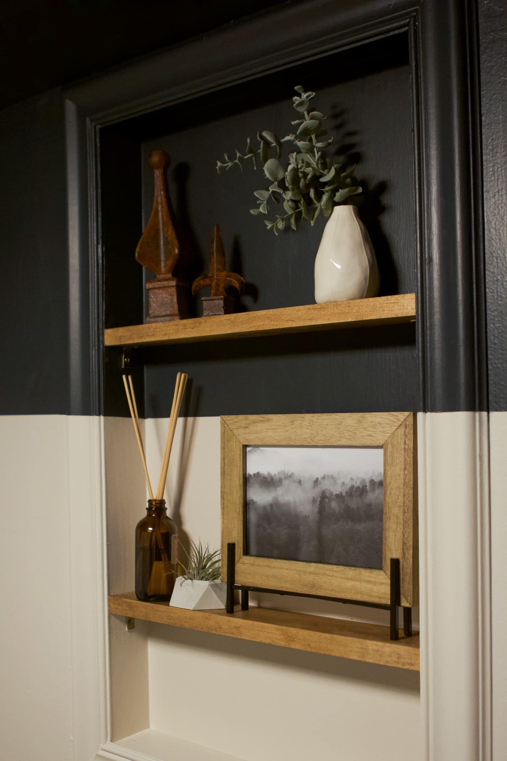 The window shelves in the basement