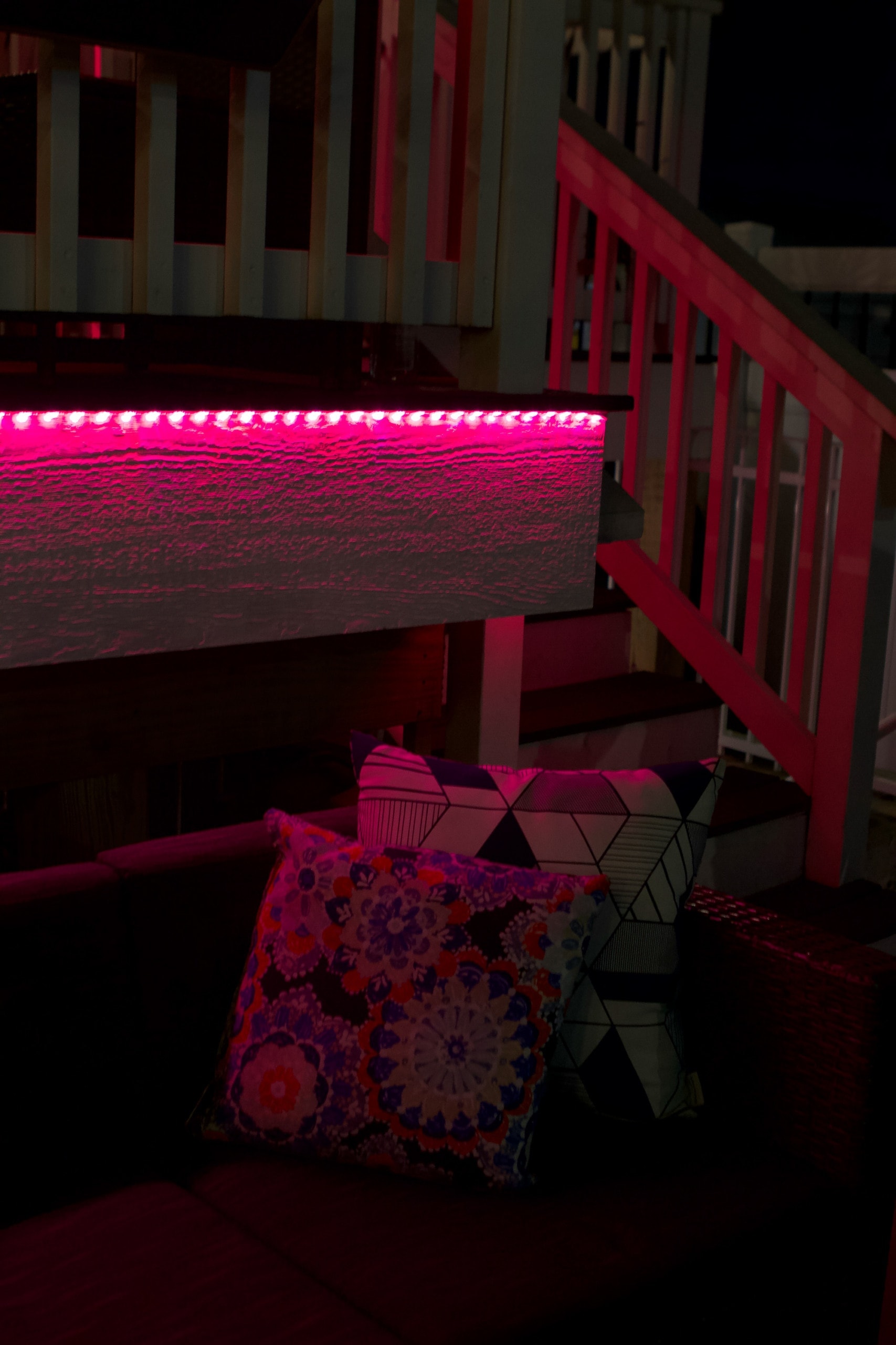 Red LED lights under the deck