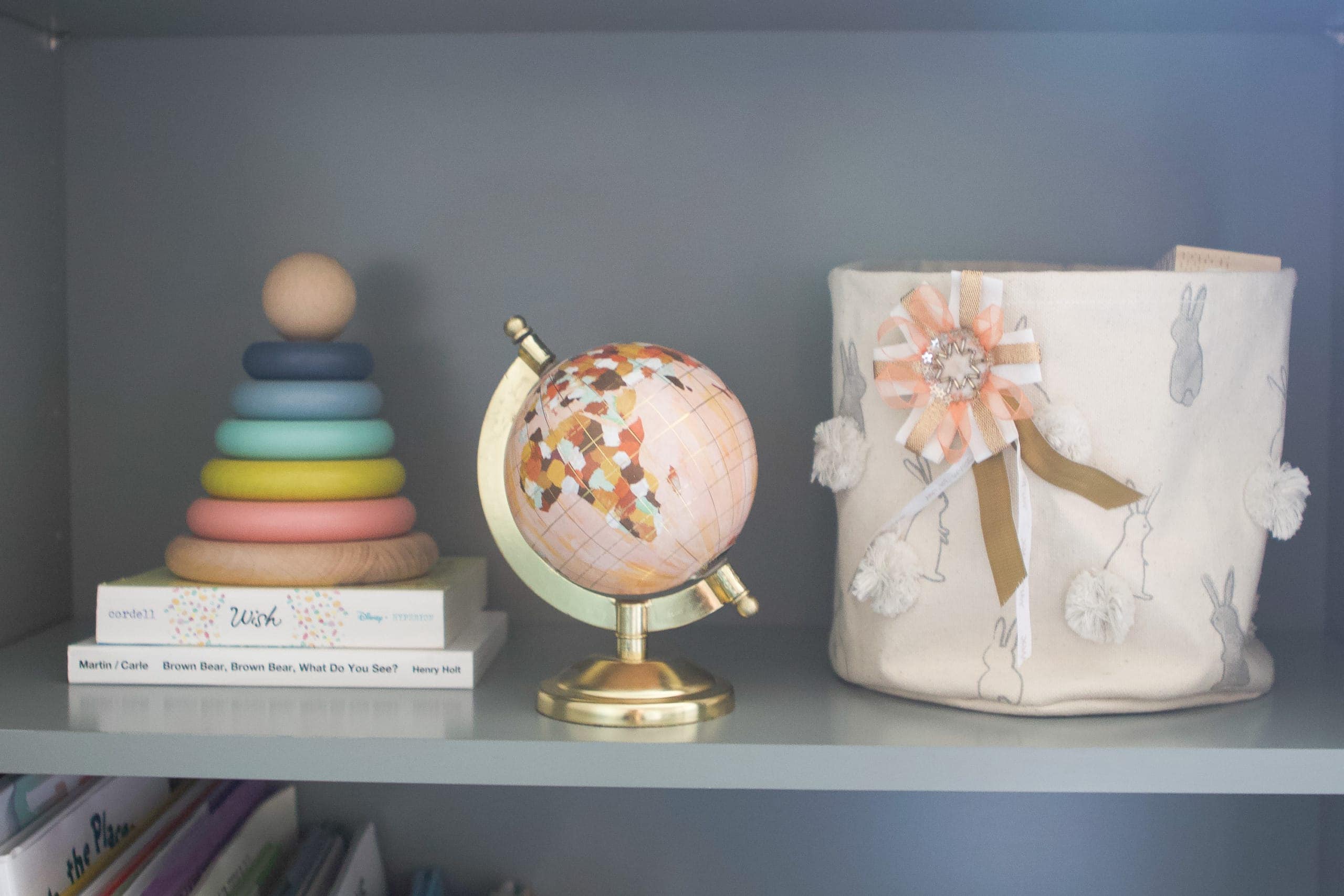 Use baskets for toys in a nursery