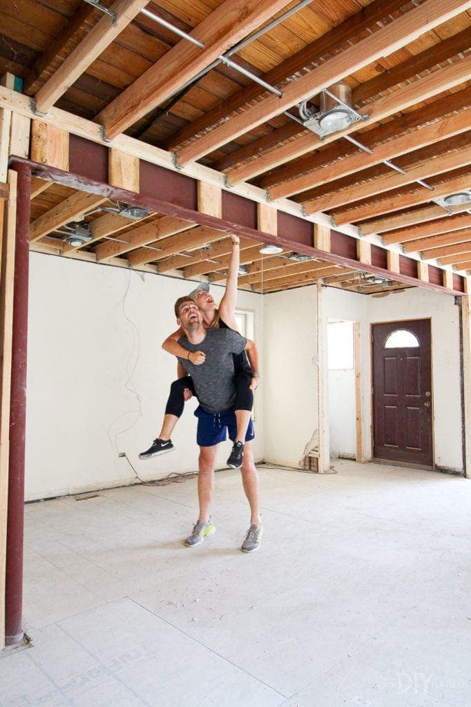 Our new steel beam in the living room