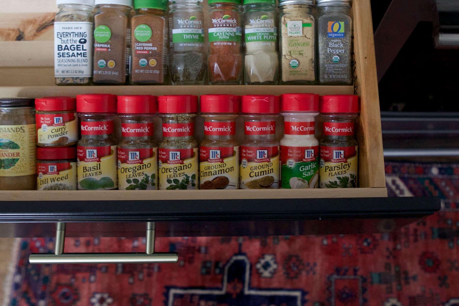 Spice drawer in our new kitchen cabinet layout