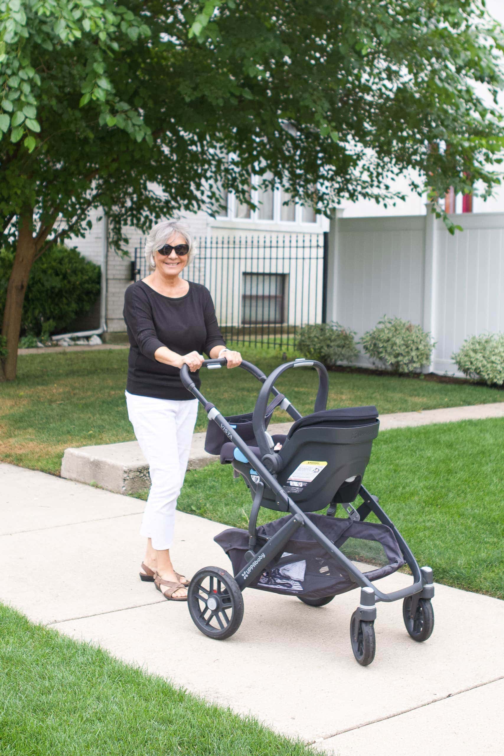 My mom taking Rory for a walk