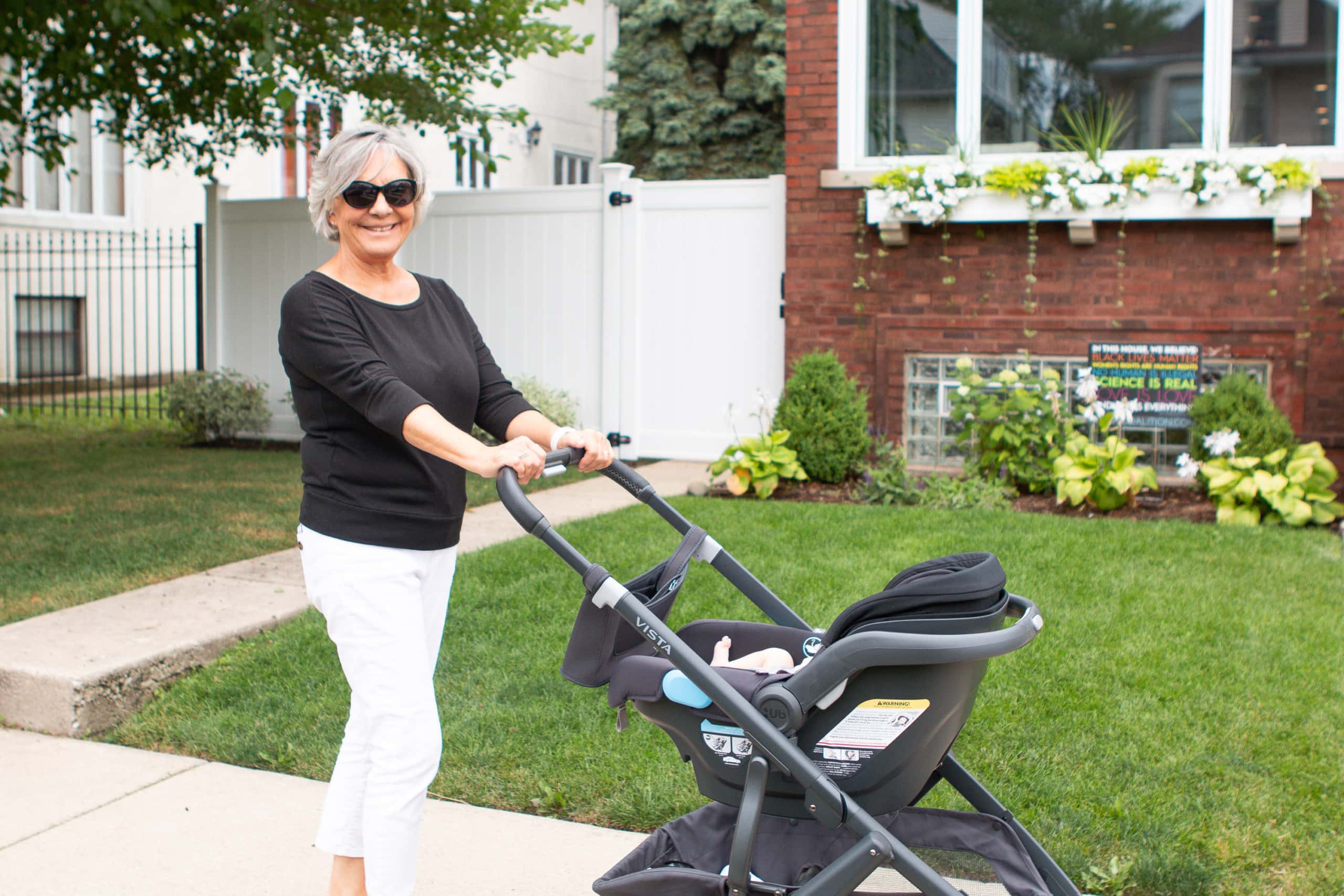 Jan taking Rory in the stroller