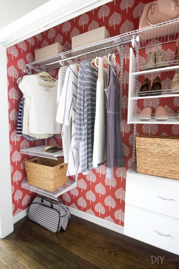 Organized guest room closet space