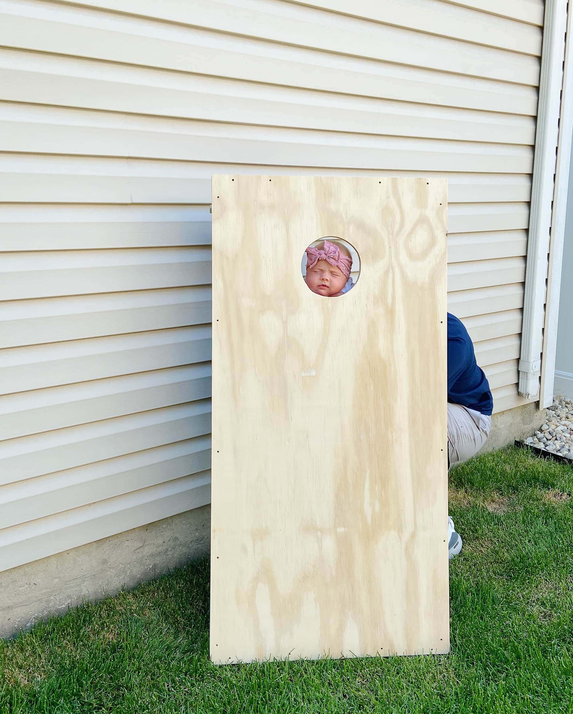 Rory with our DIY cornhole boards