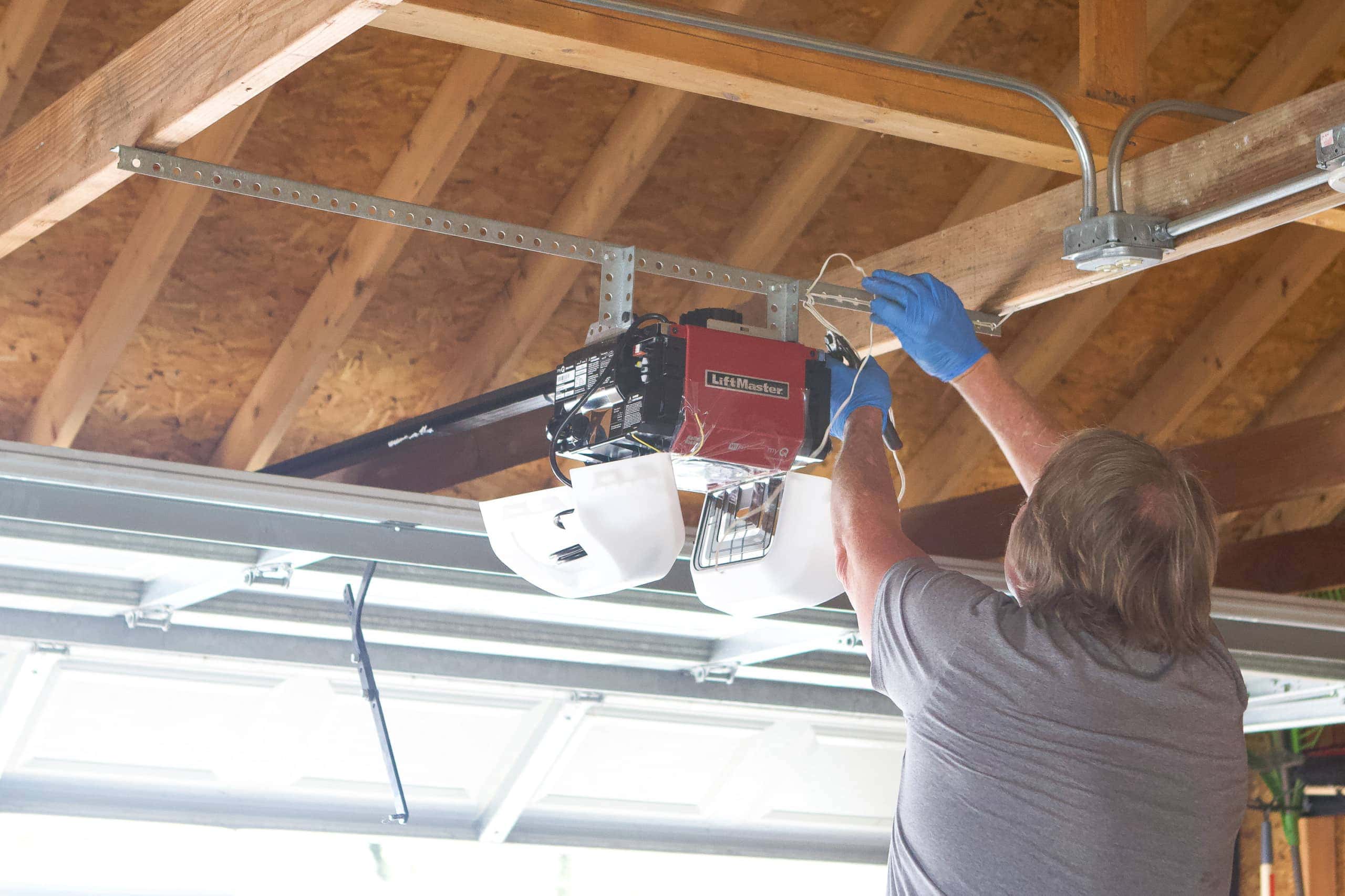 Installing our new smart garage door opener from Liftmaster