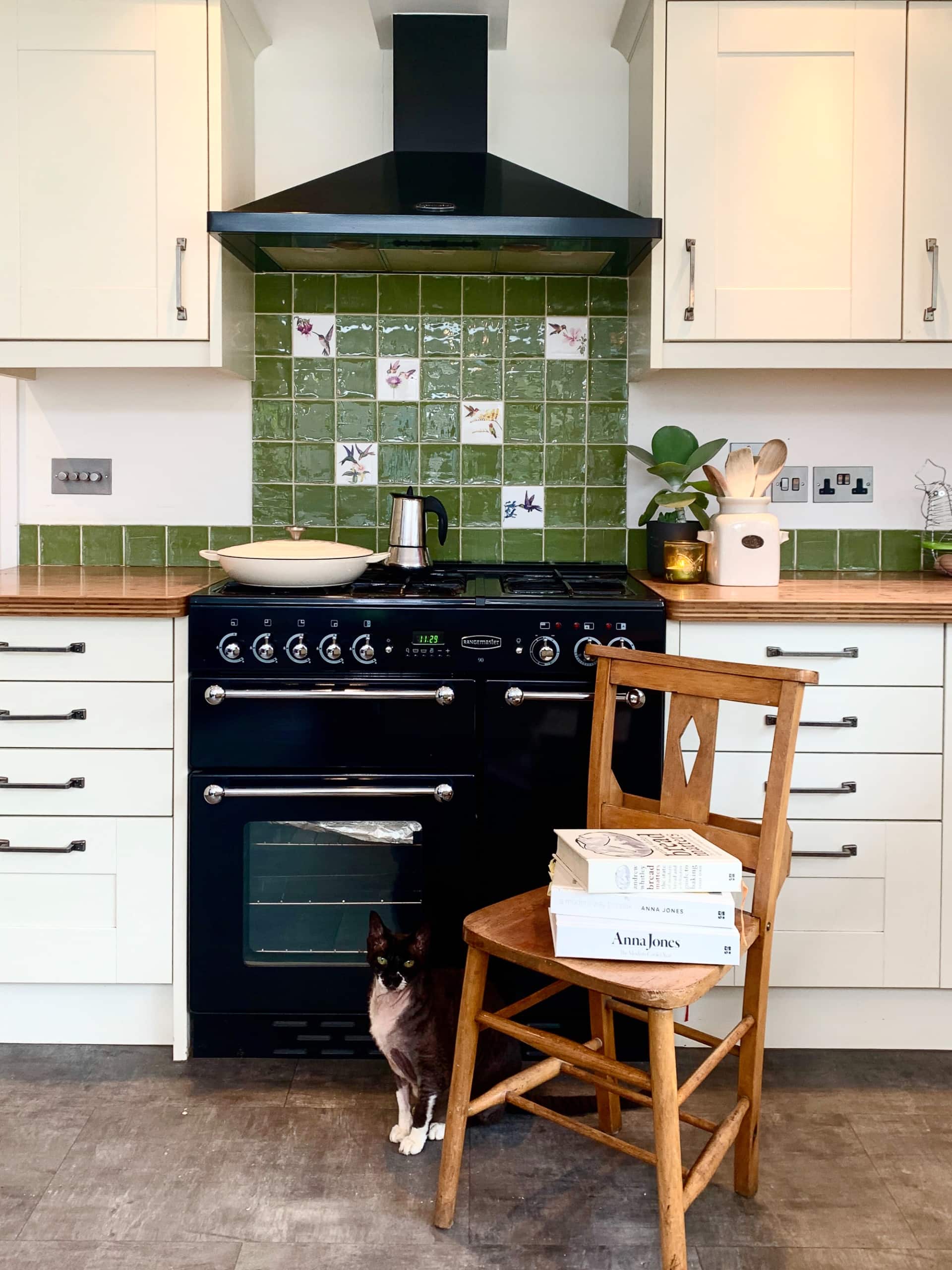 green tile over a stove