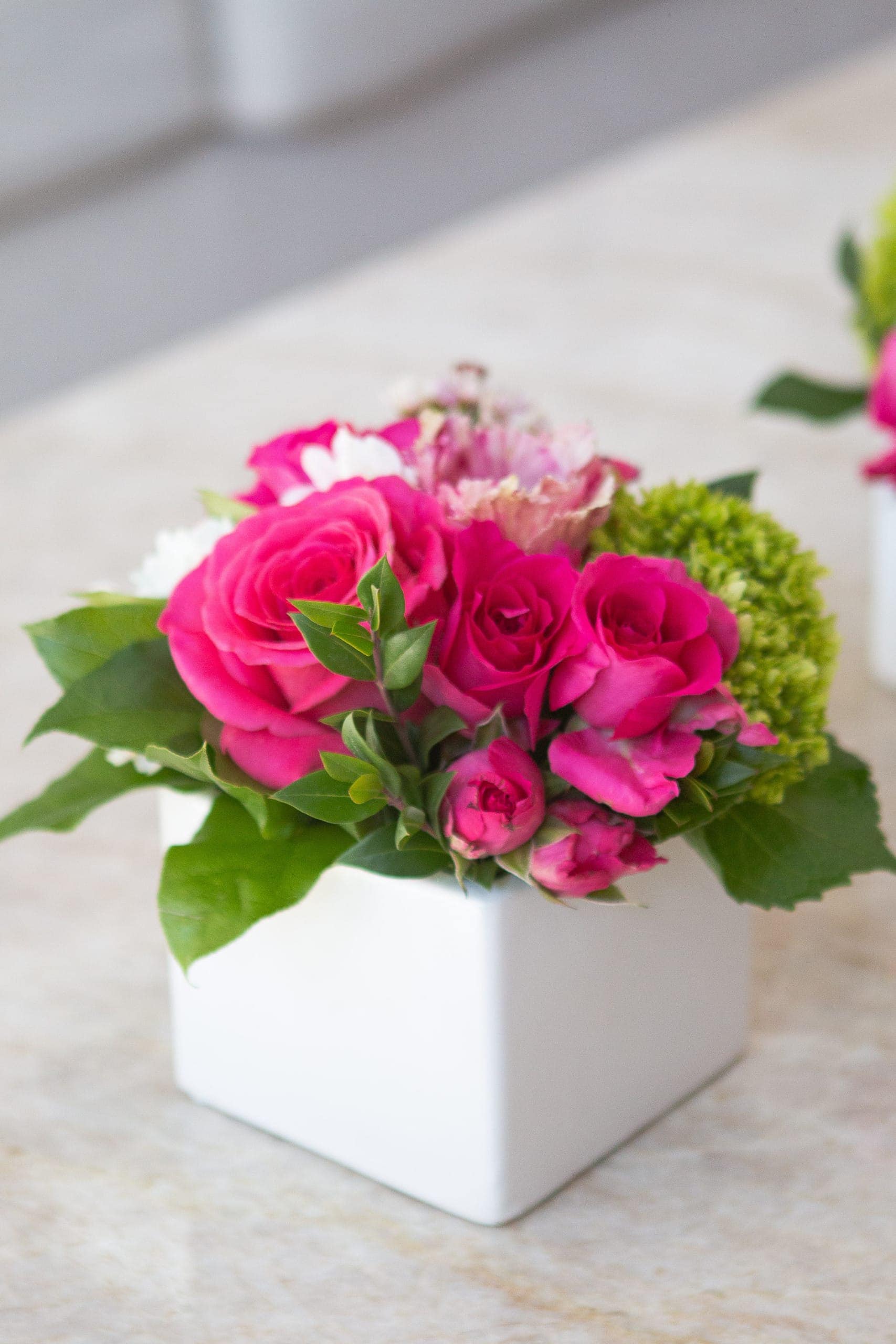 pink and green flowers