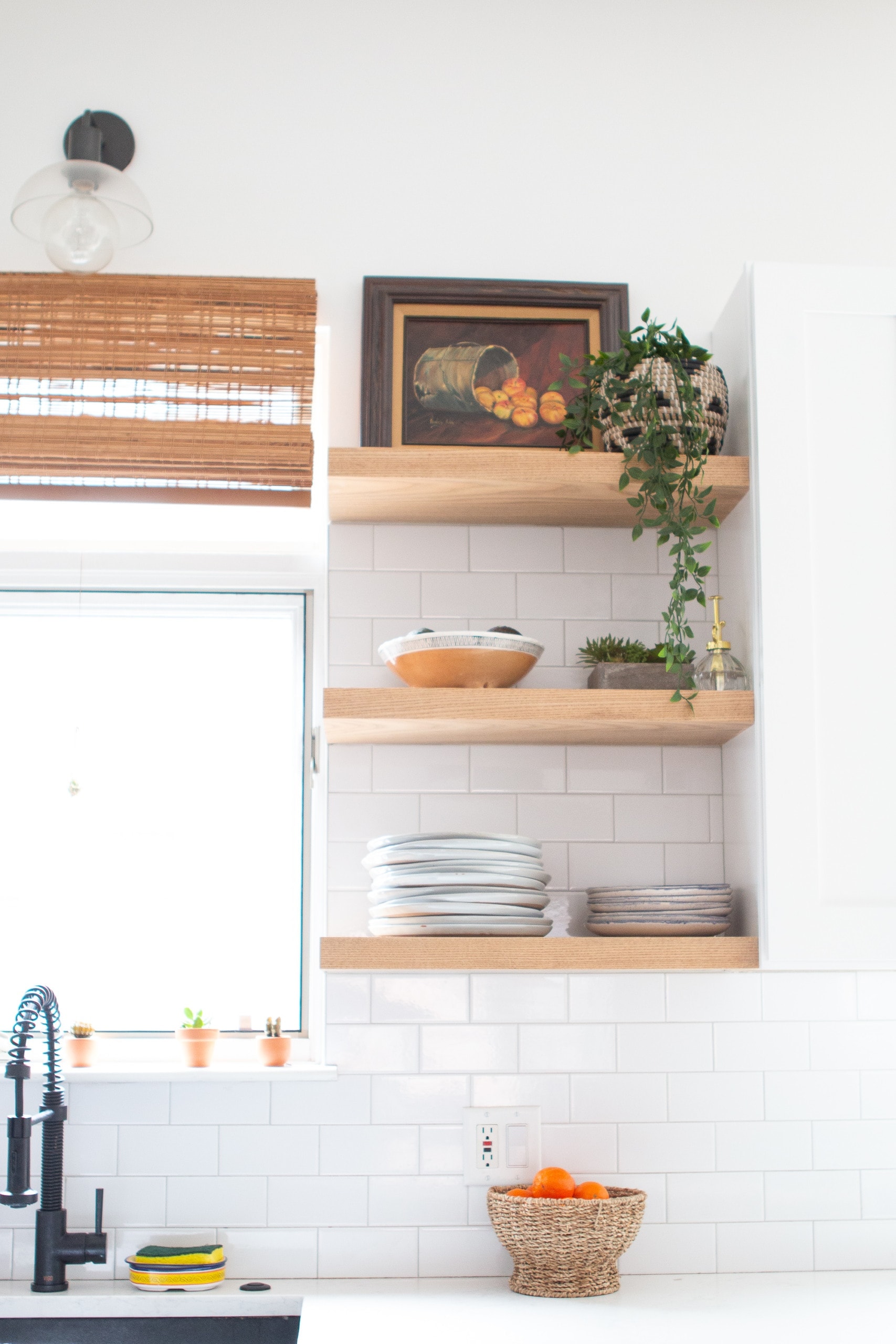 wood kitchen shelves